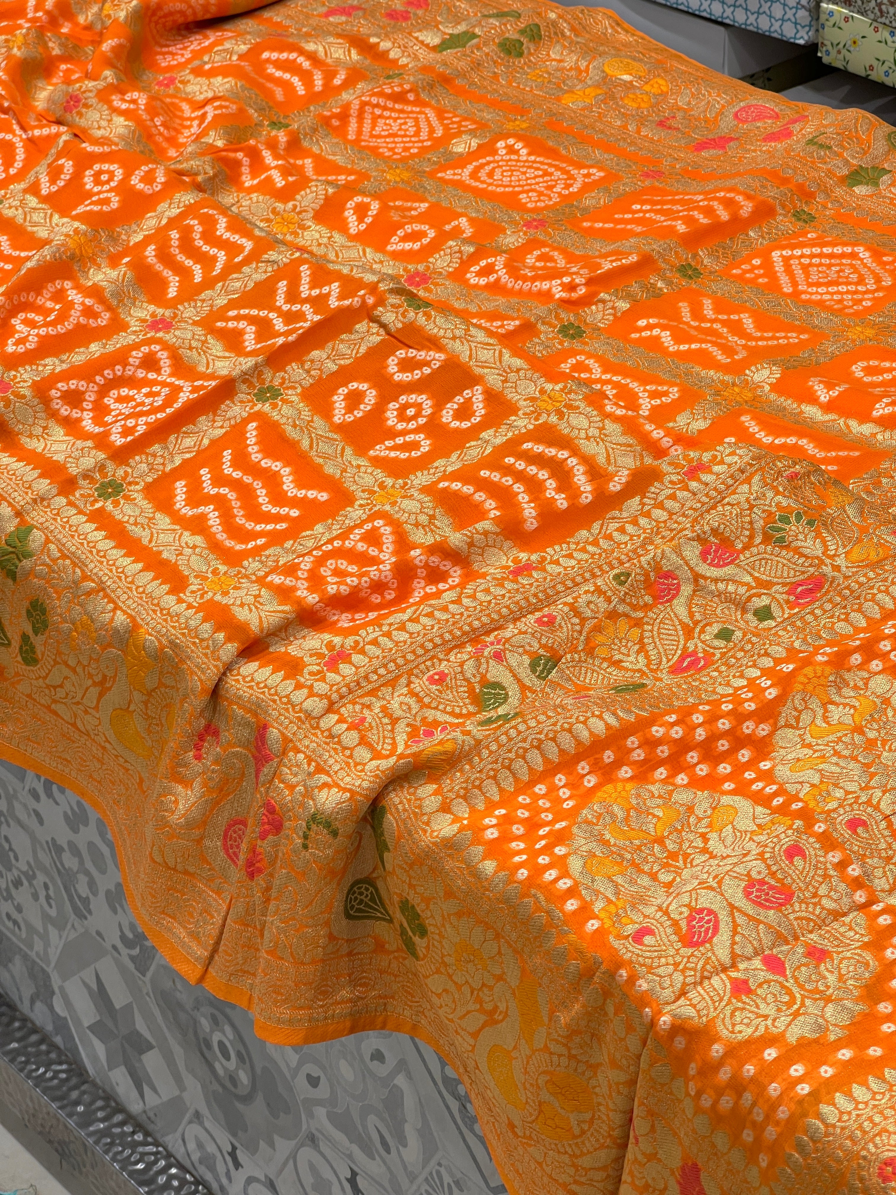 Orange Georgette Gharchola Saree