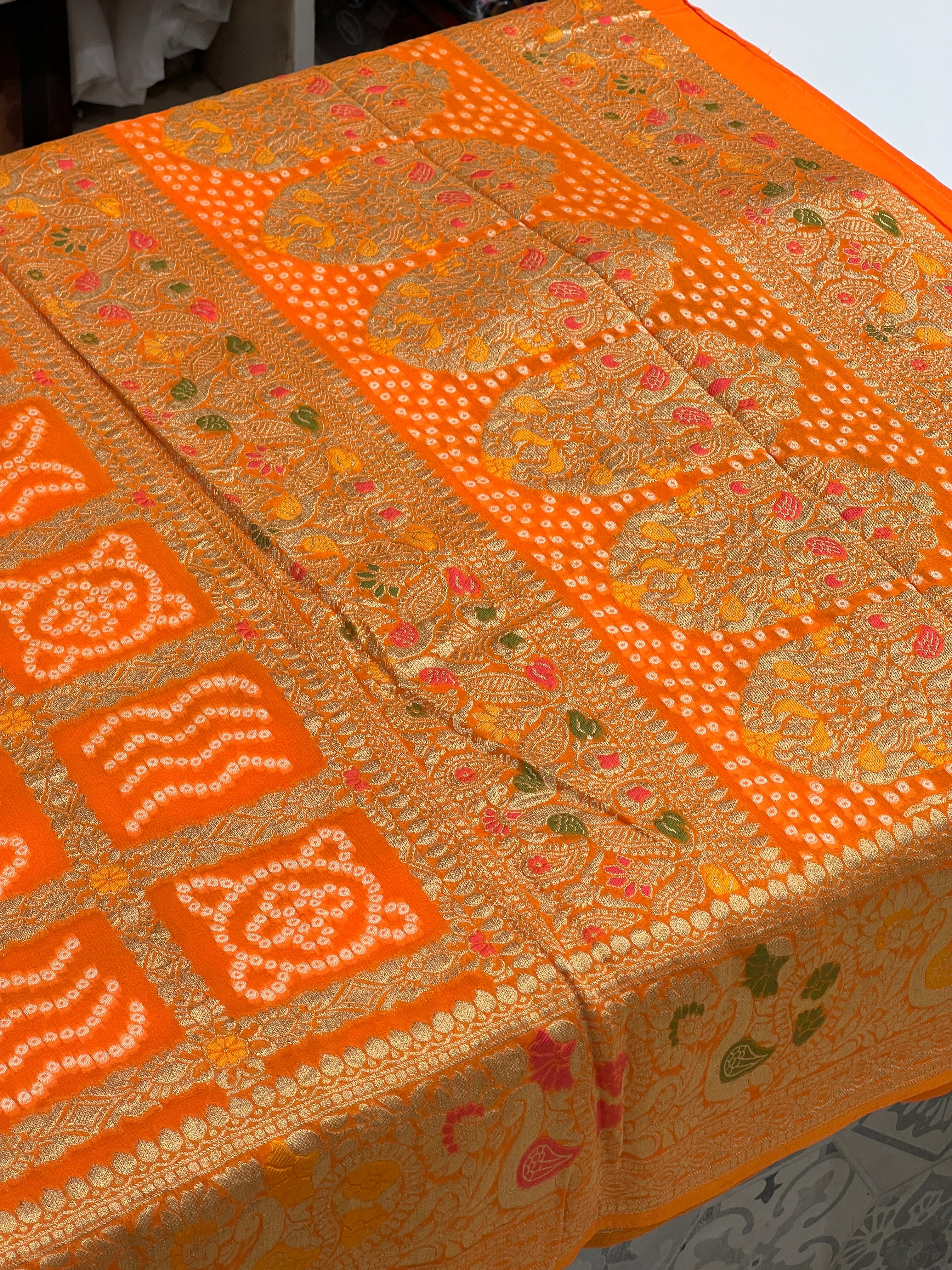 Orange Georgette Gharchola Saree