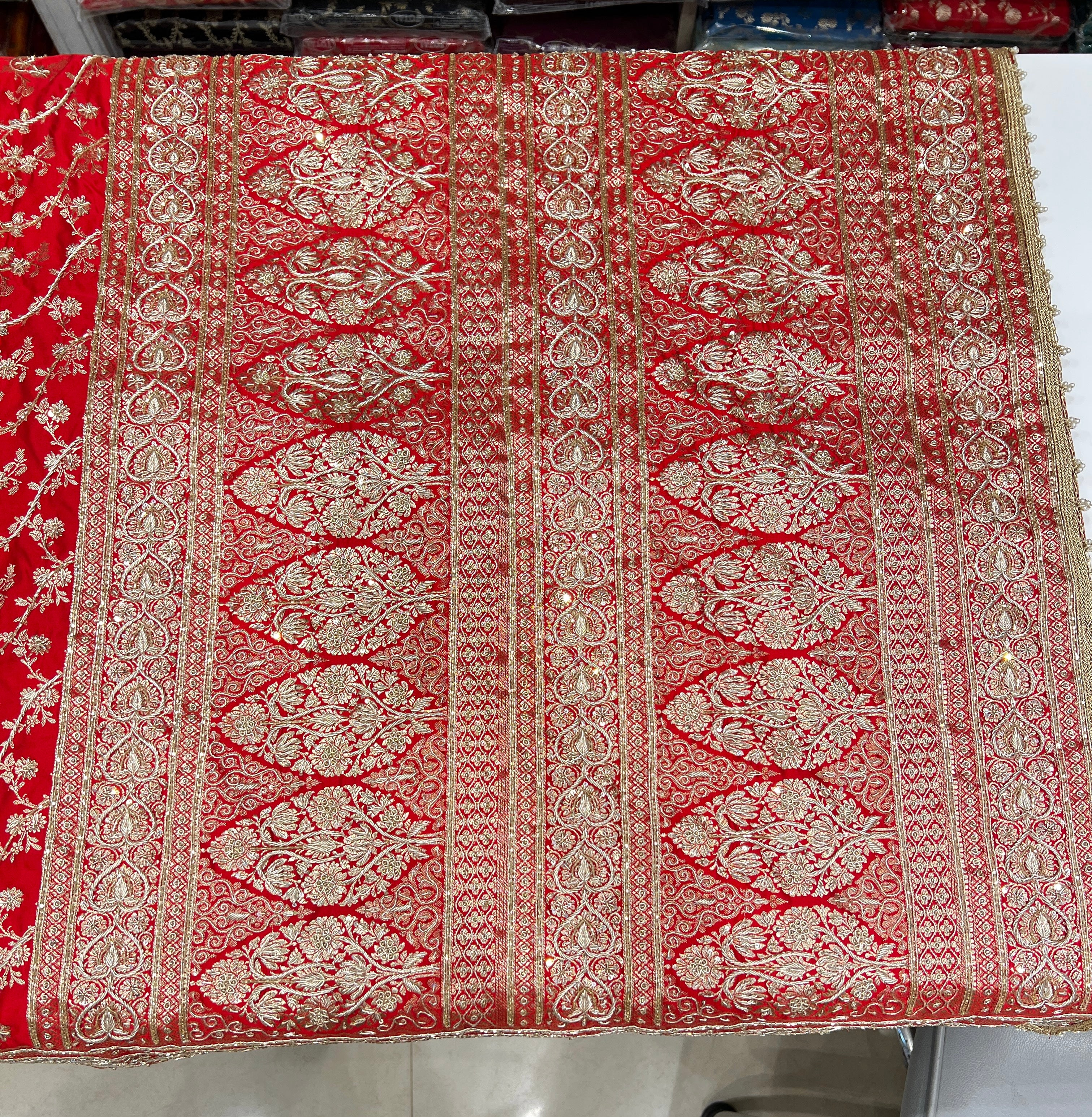 Red Banarasi Zardosi Jaal Saree