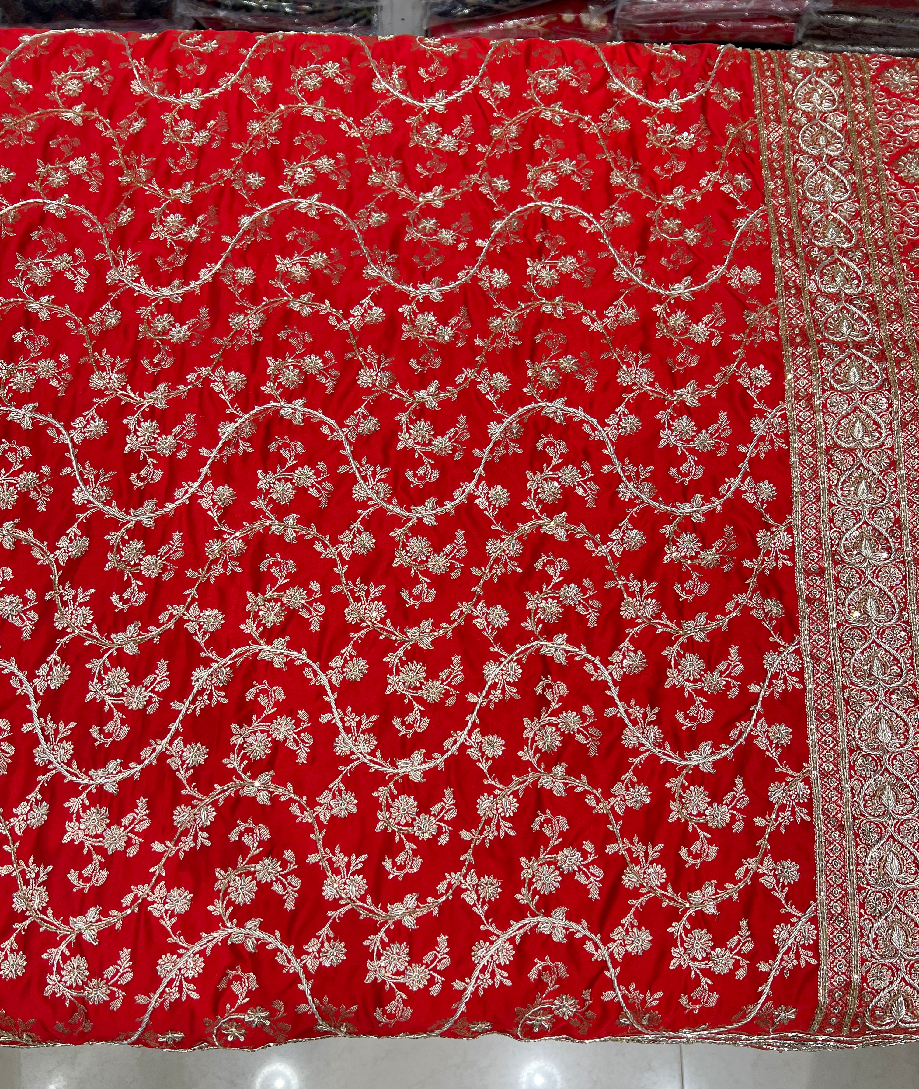 Red Banarasi Zardosi Jaal Saree