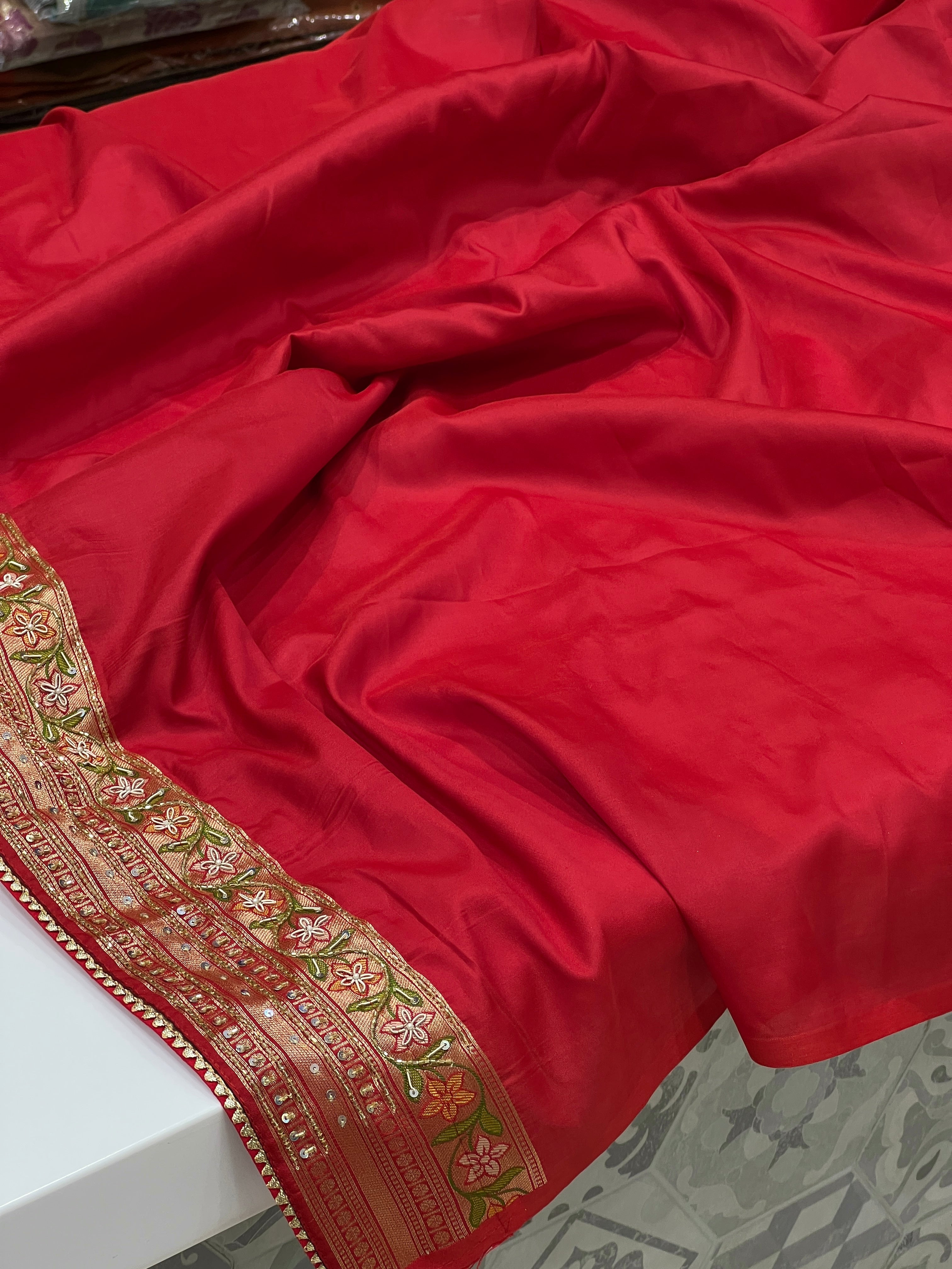 Green Patola Hand Embroidery Saree