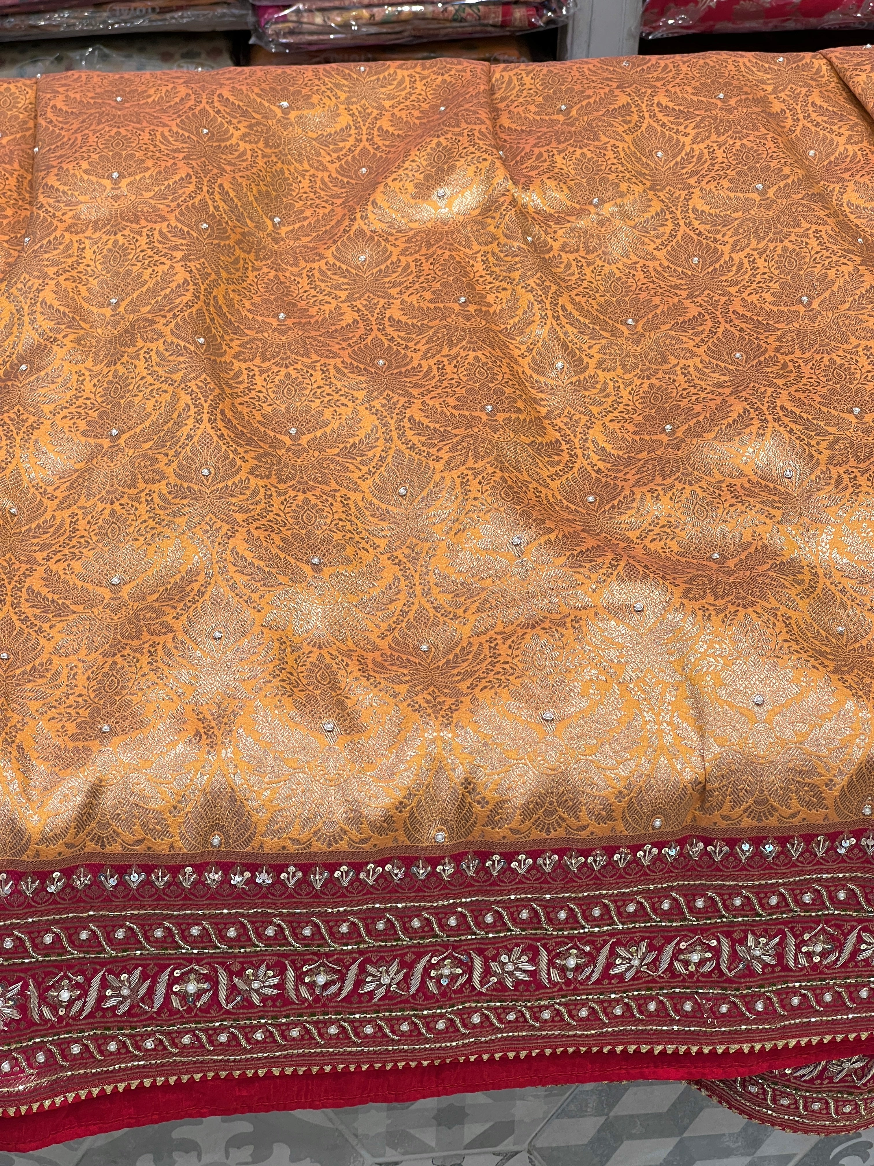 Orange Banarasi Jhanvi Kapoor Inspired Embroidery Saree