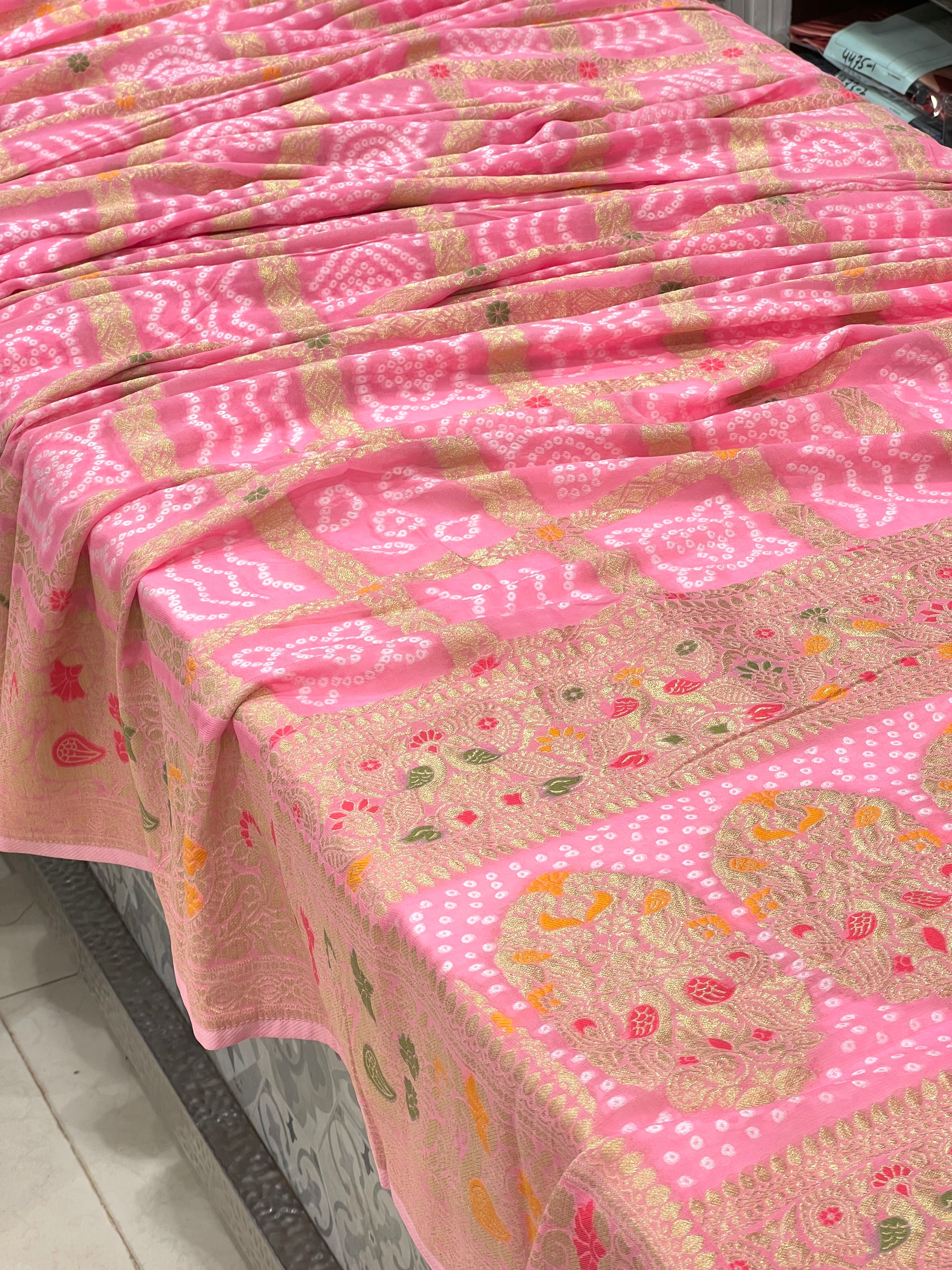 Pink Georgette Gharchola Saree