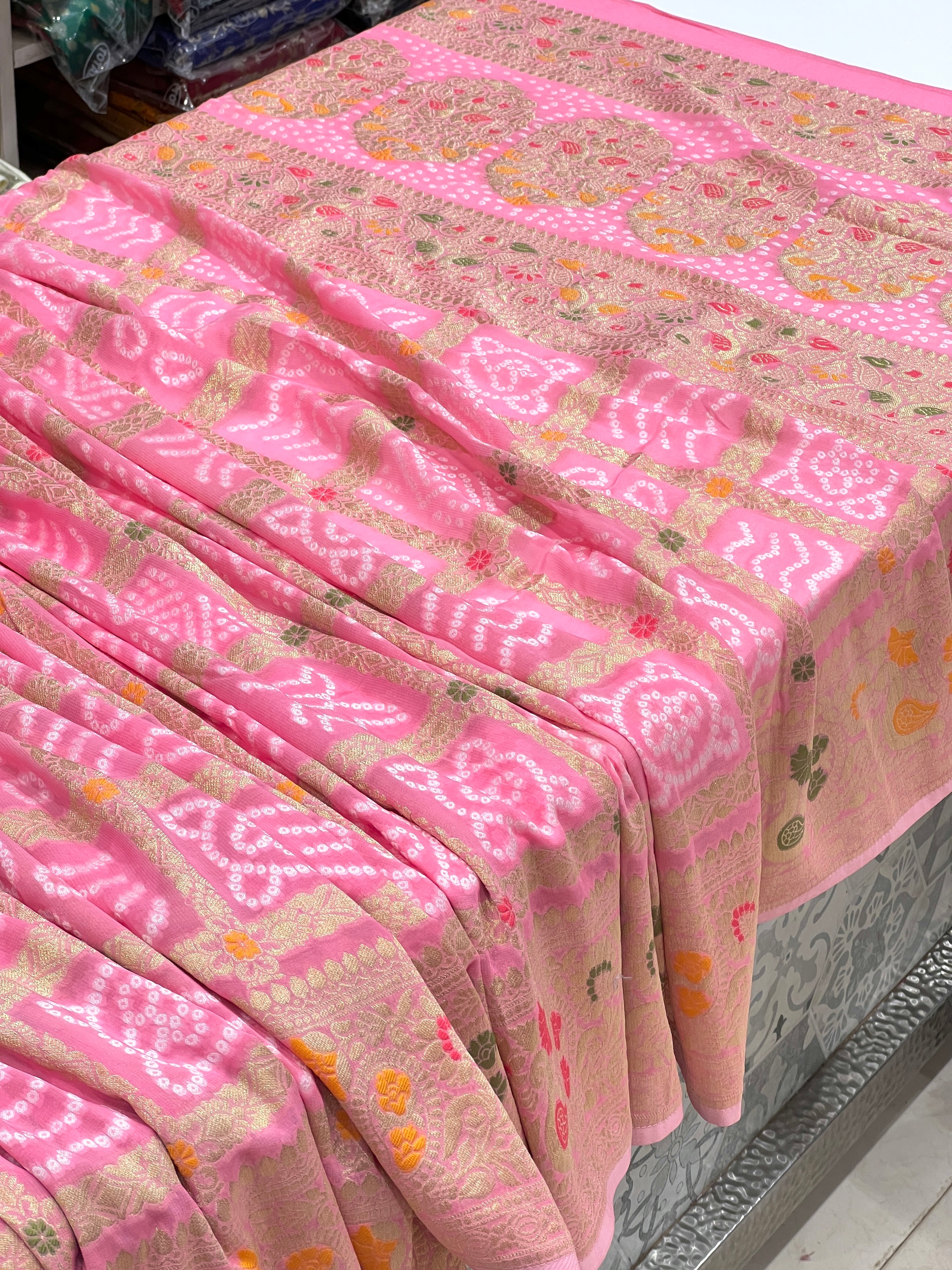Pink Georgette Gharchola Saree