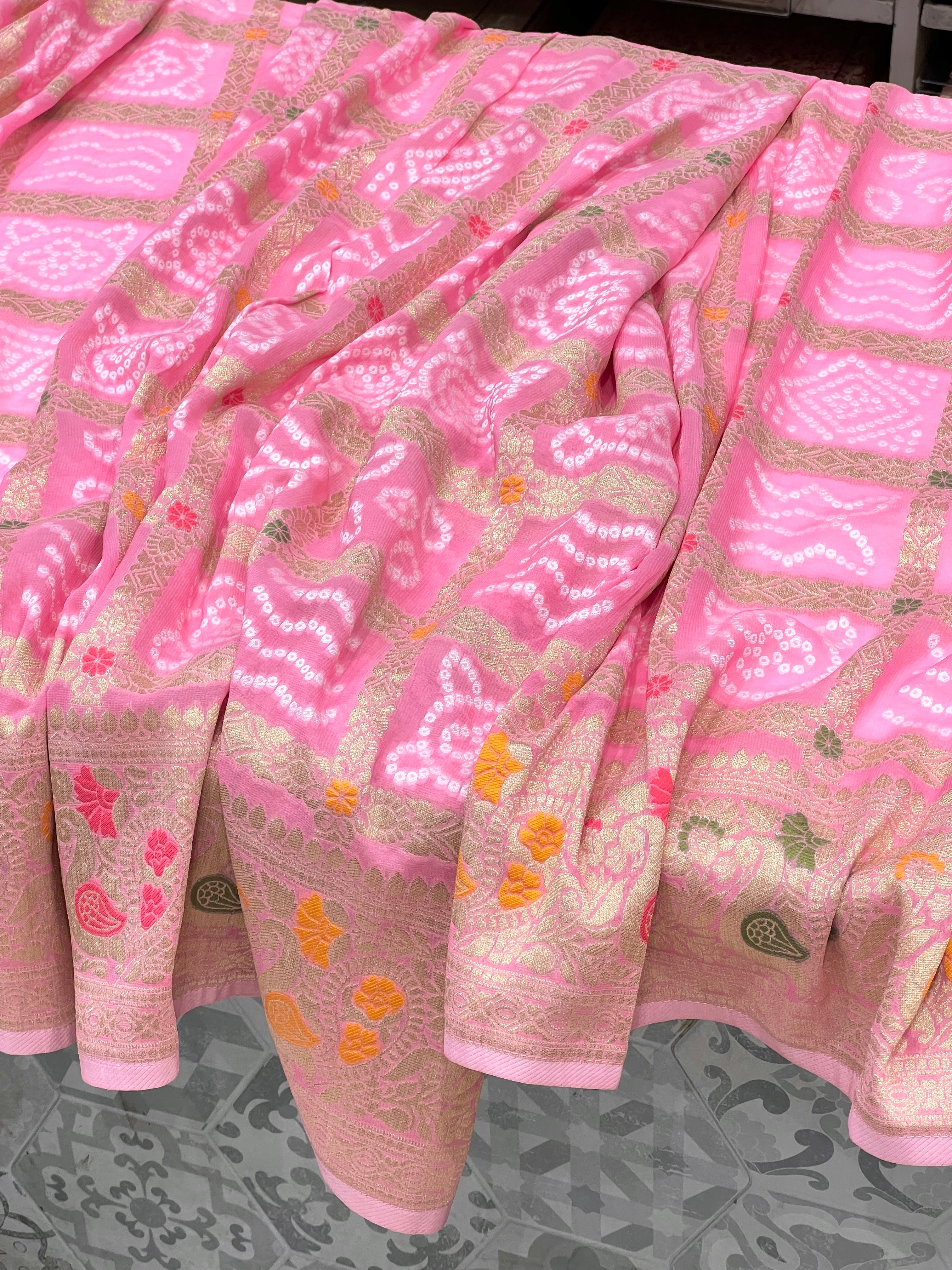 Pink Georgette Gharchola Saree