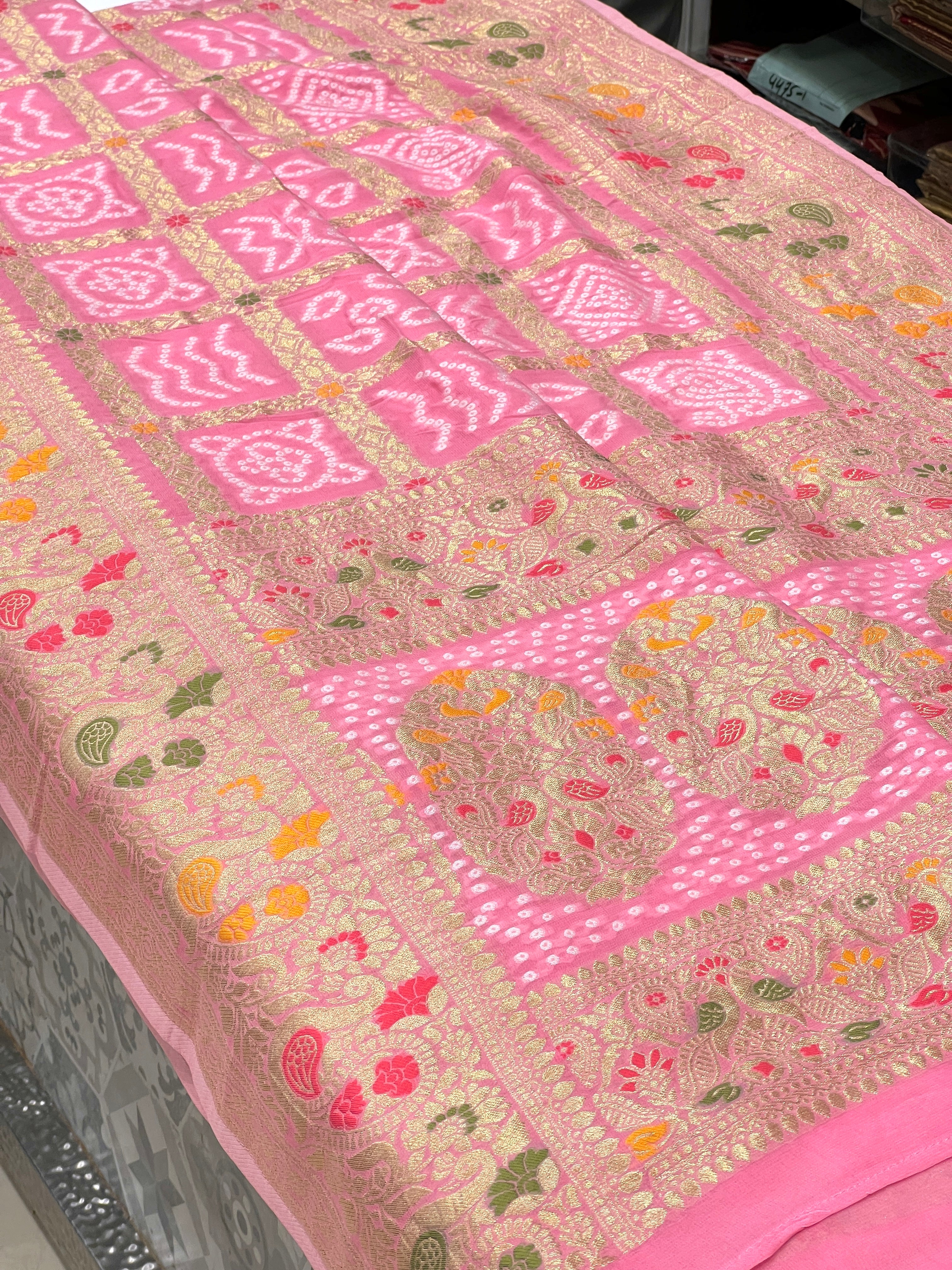 Pink Georgette Gharchola Saree