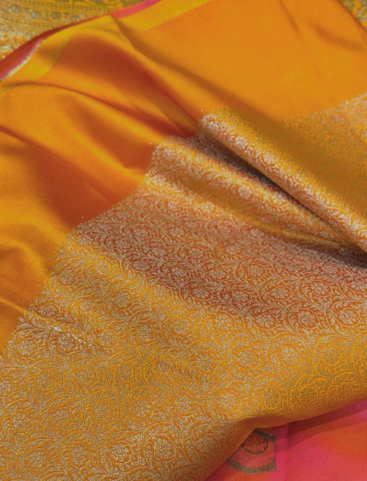 Mango Yellow Chand Butti Saree