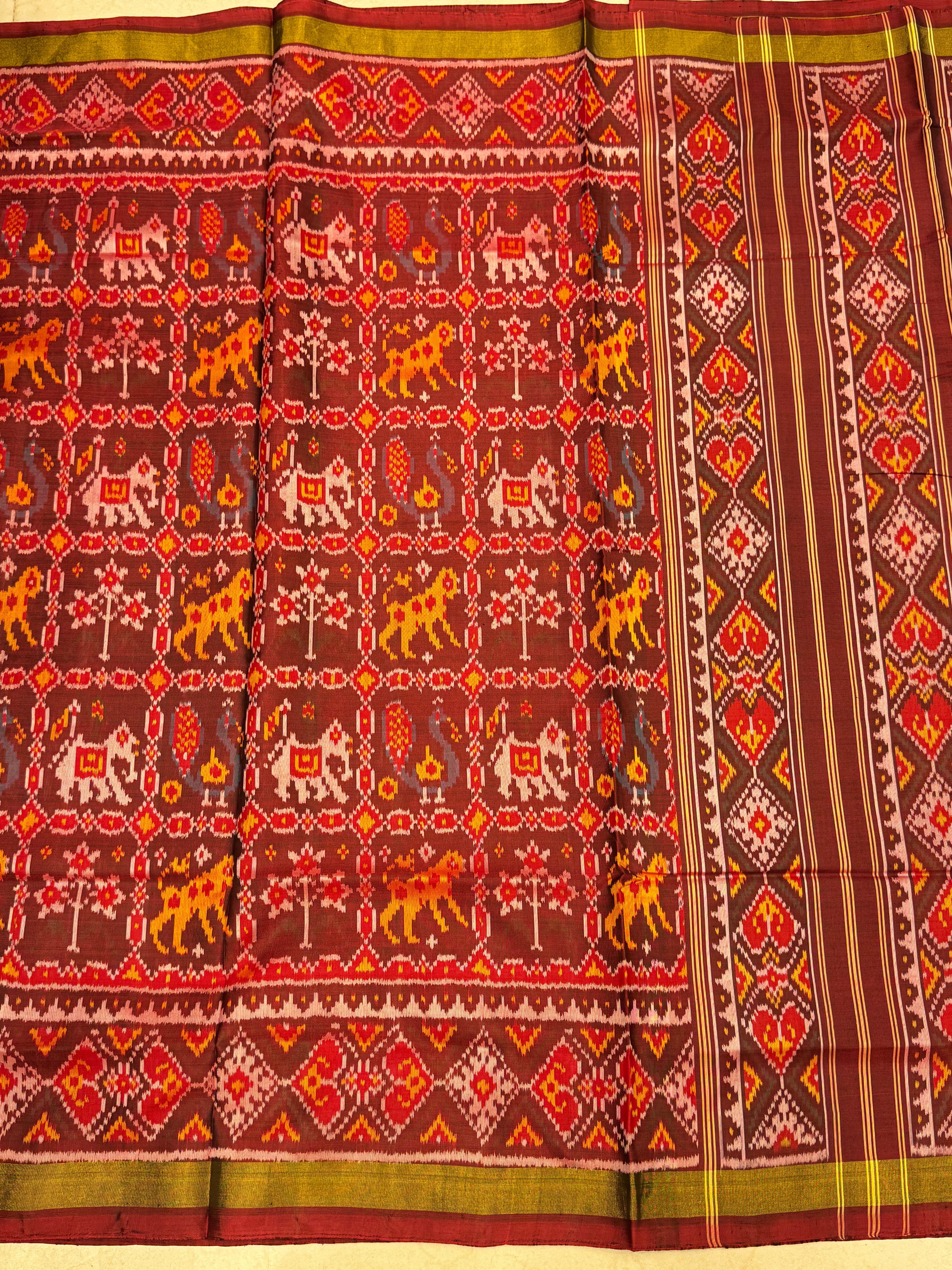 Maroon Red Handloom Rajkot Patola Silk Saree