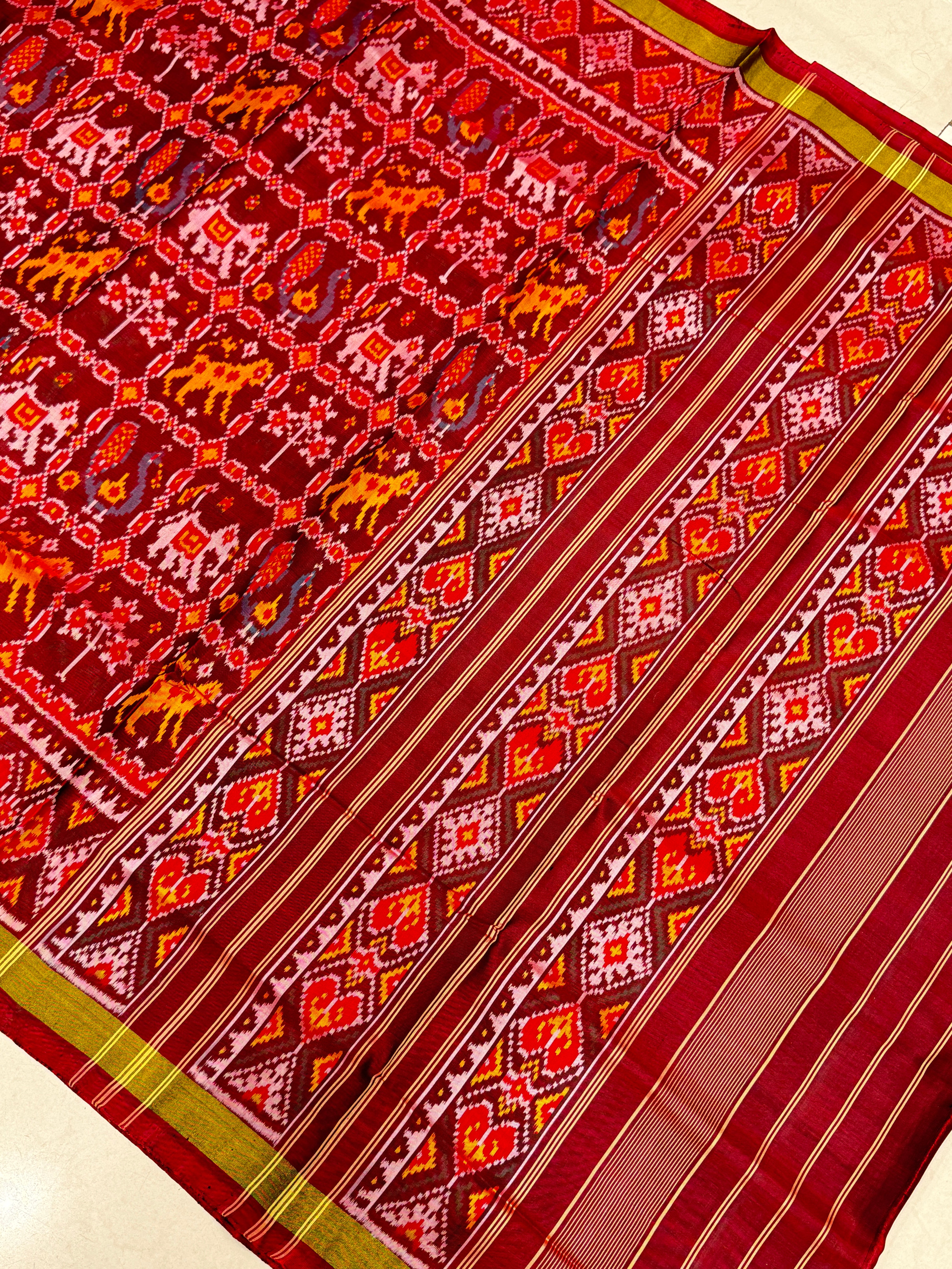 Maroon Red Handloom Rajkot Patola Silk Saree