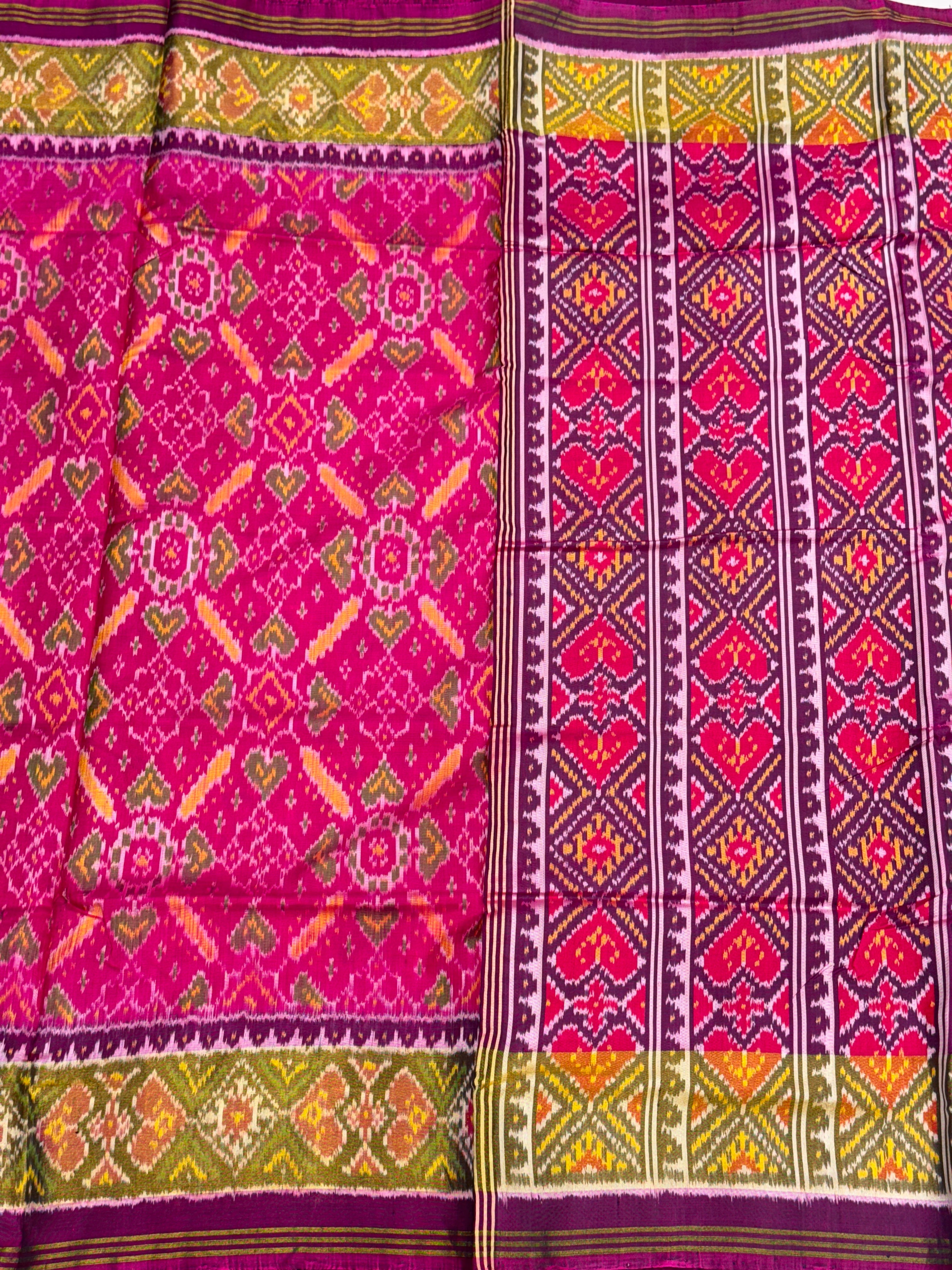 Rani Pink Handloom Rajkot Patola Silk Saree
