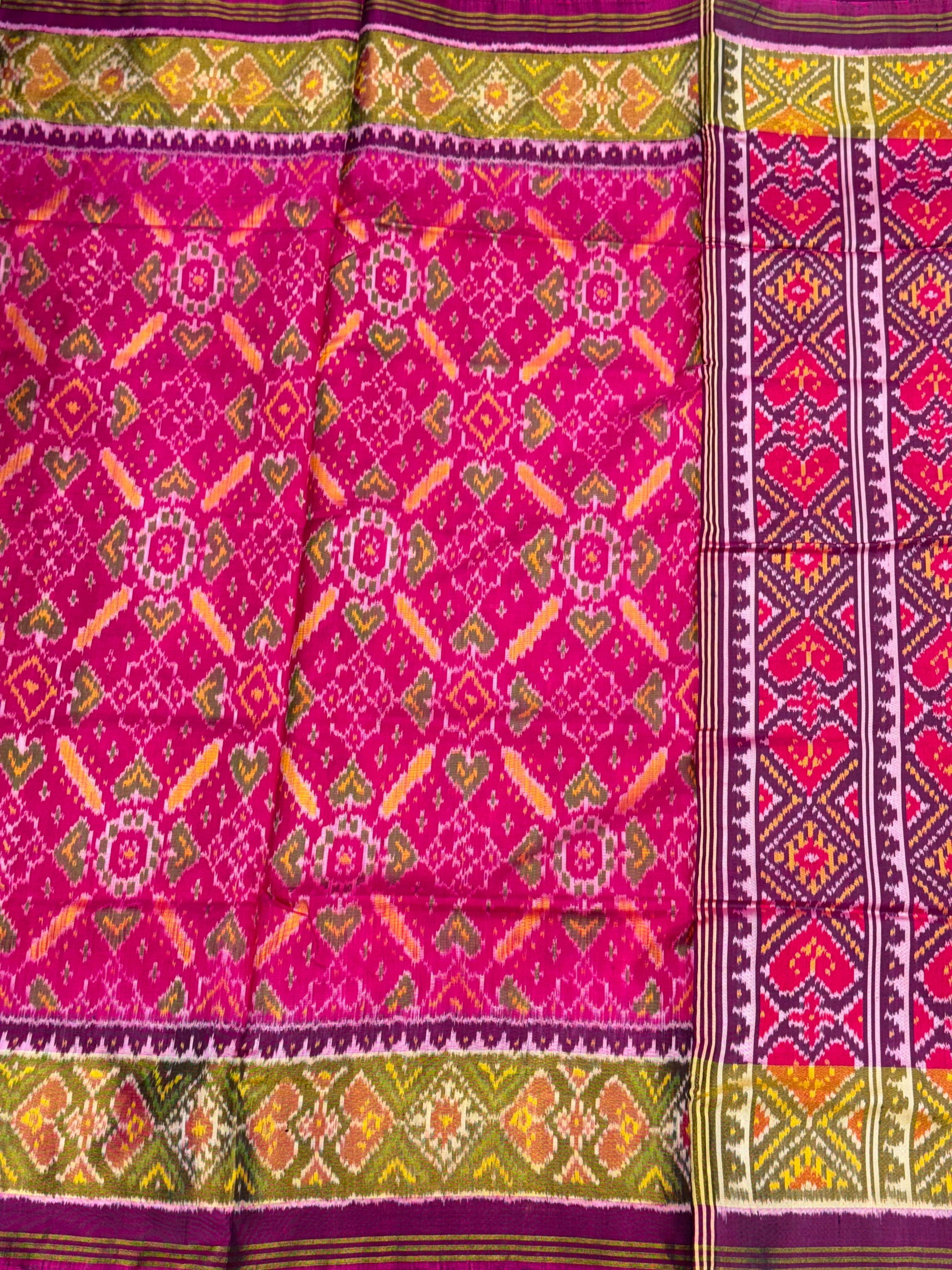 Rani Pink Handloom Rajkot Patola Silk Saree