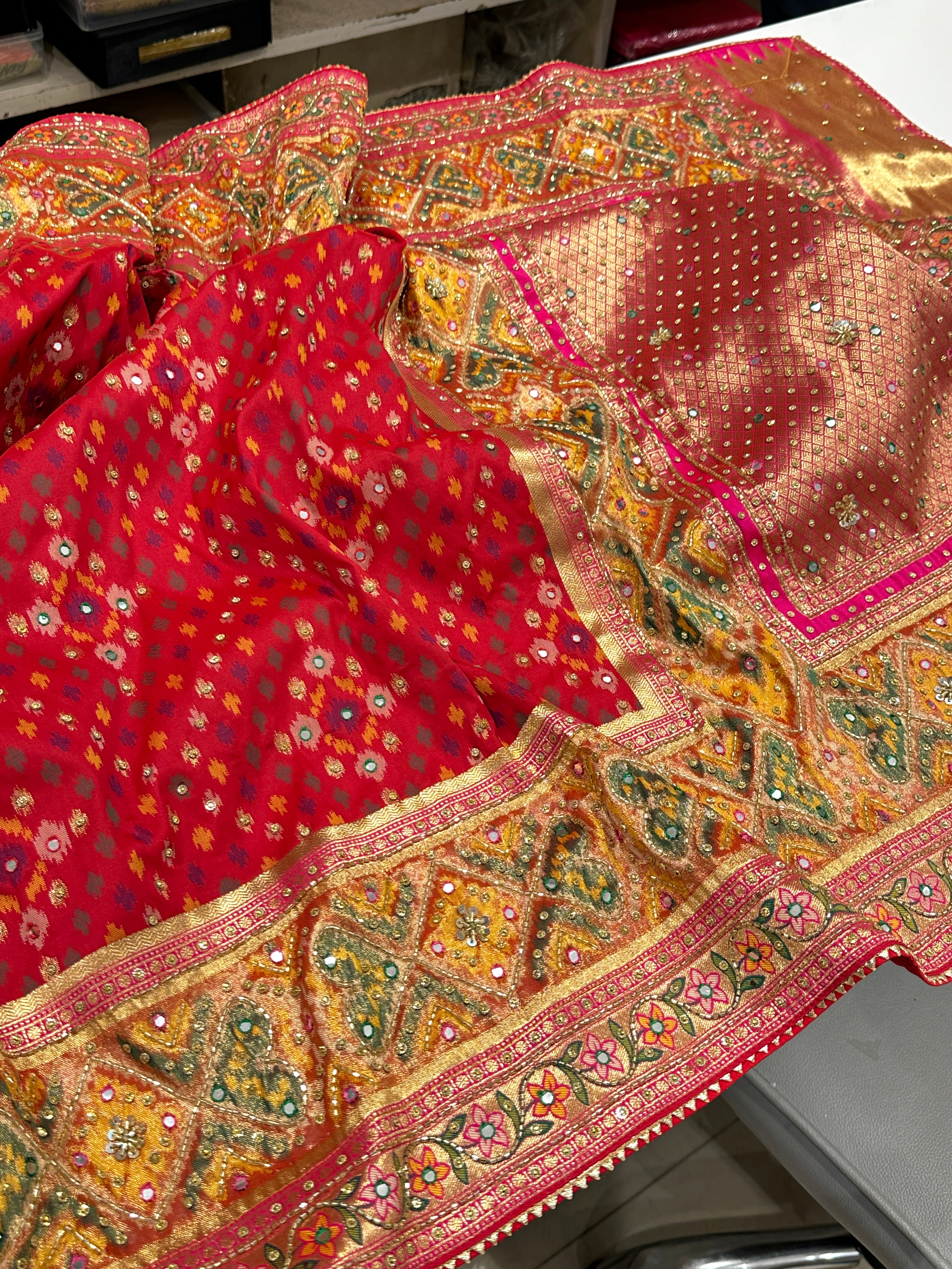 Patola Hand Embroidery Saree