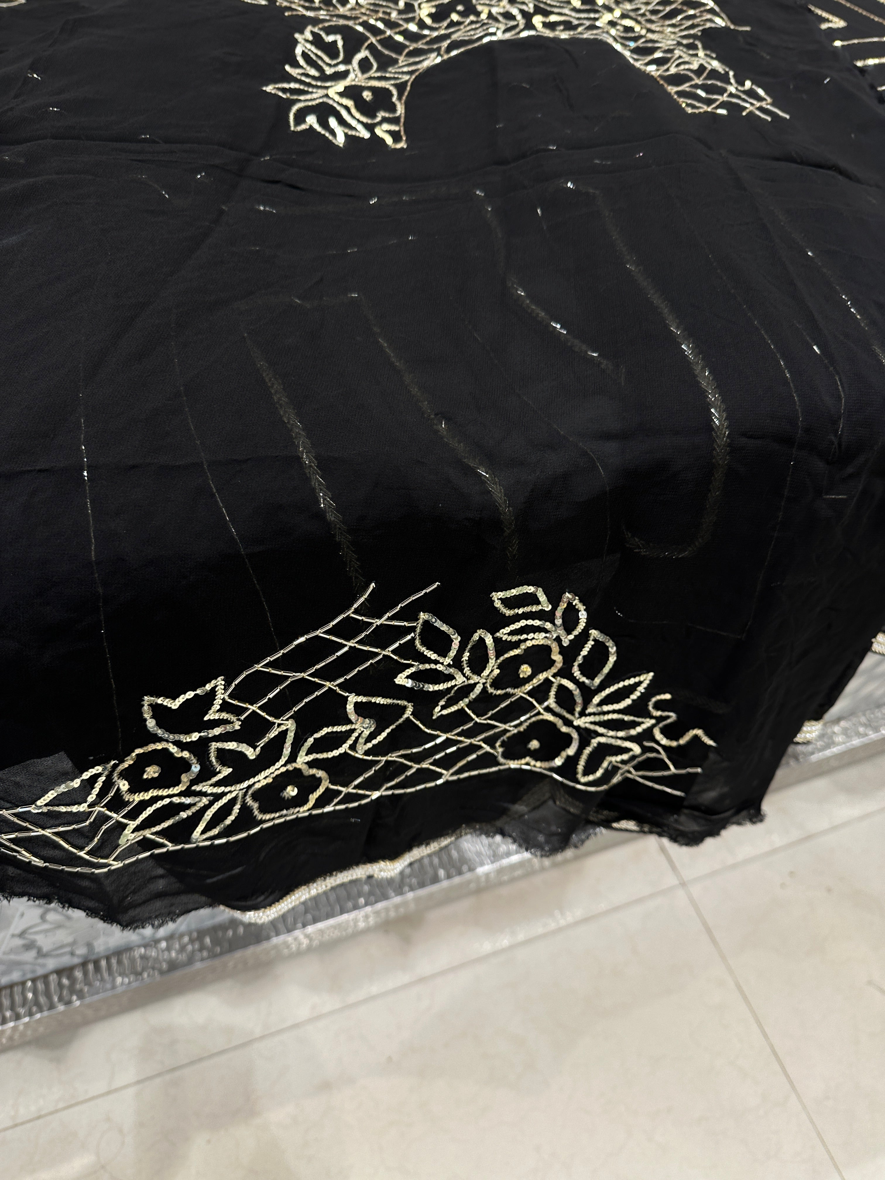 Black Georgette Embroidery Saree