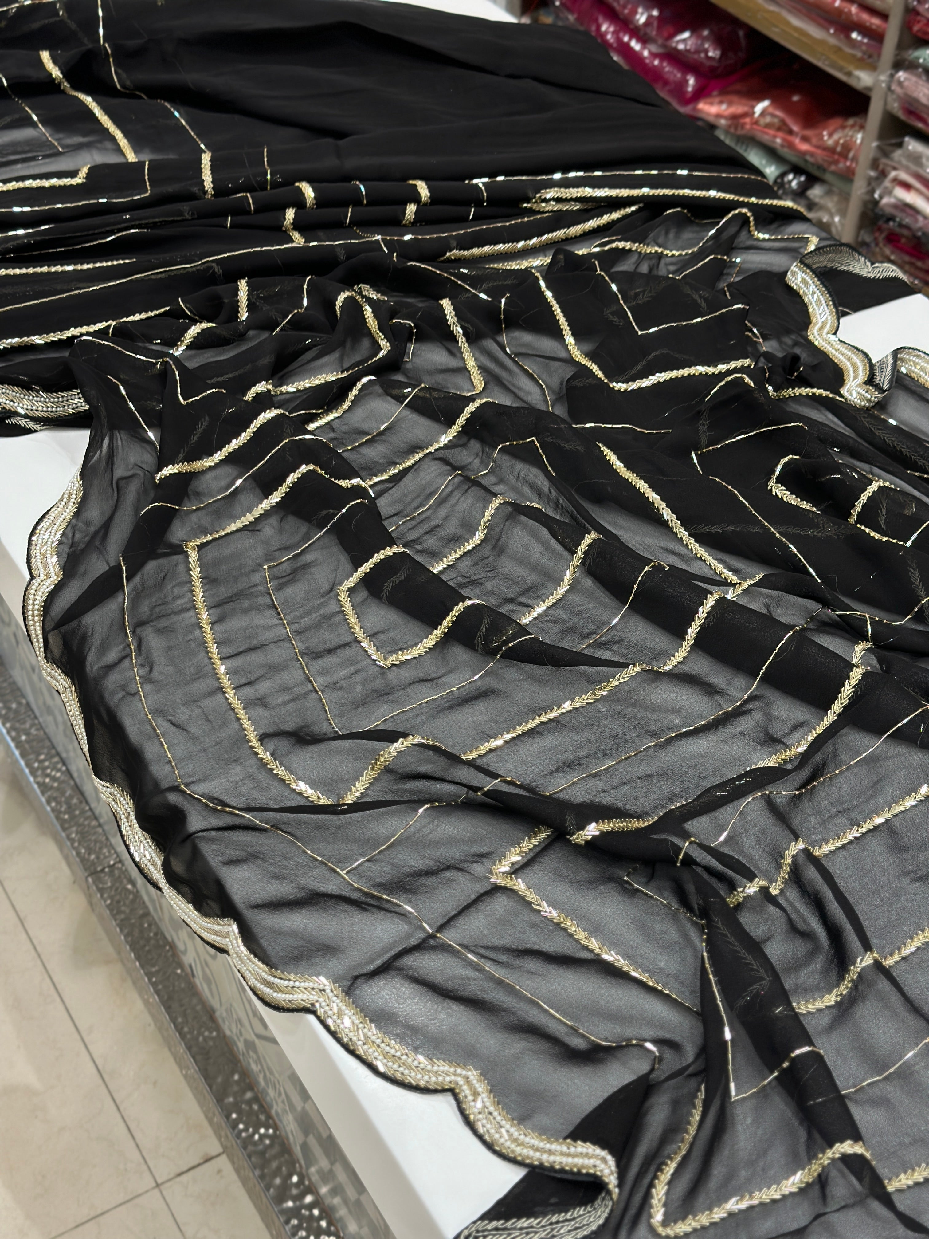 Black Georgette Embroidery Saree