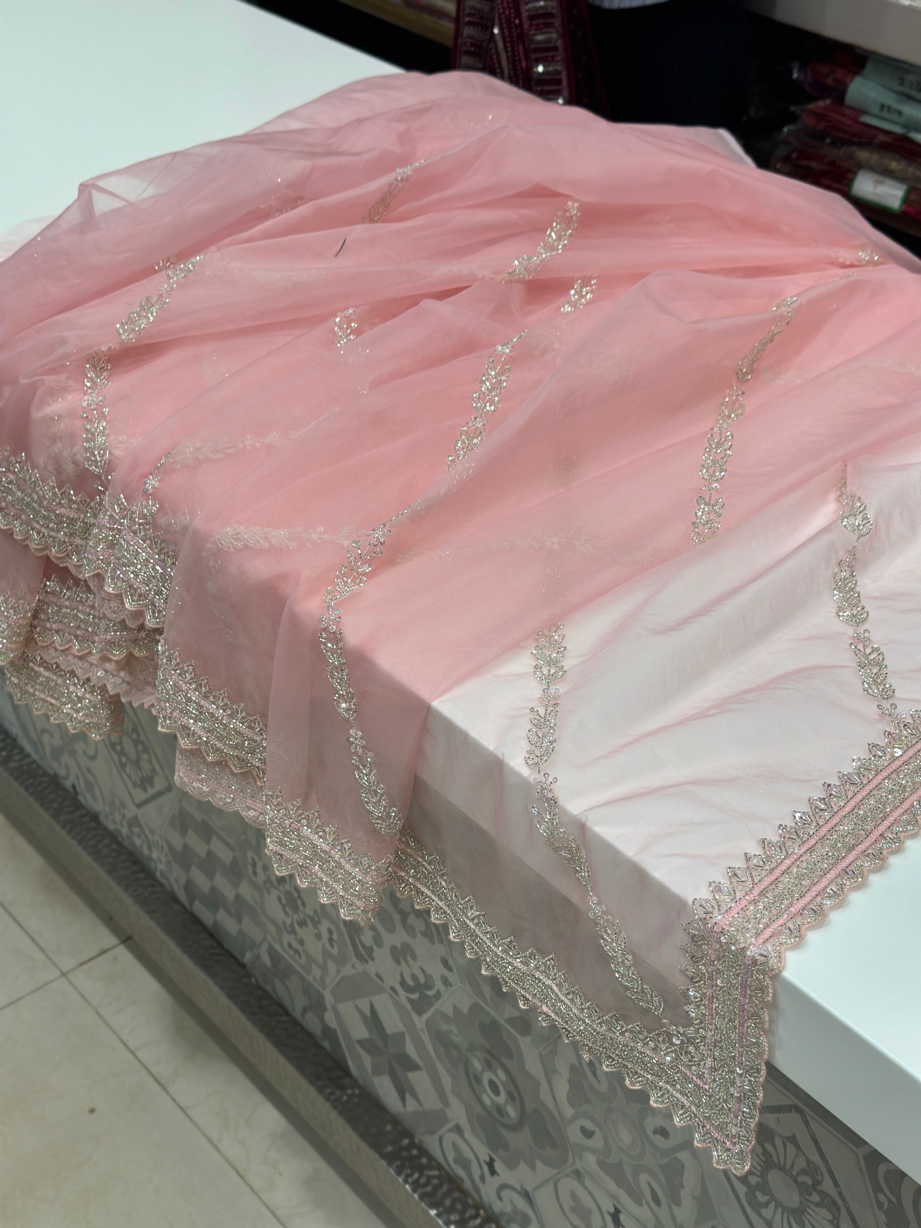 Light Pink organza With Heavy Blouse