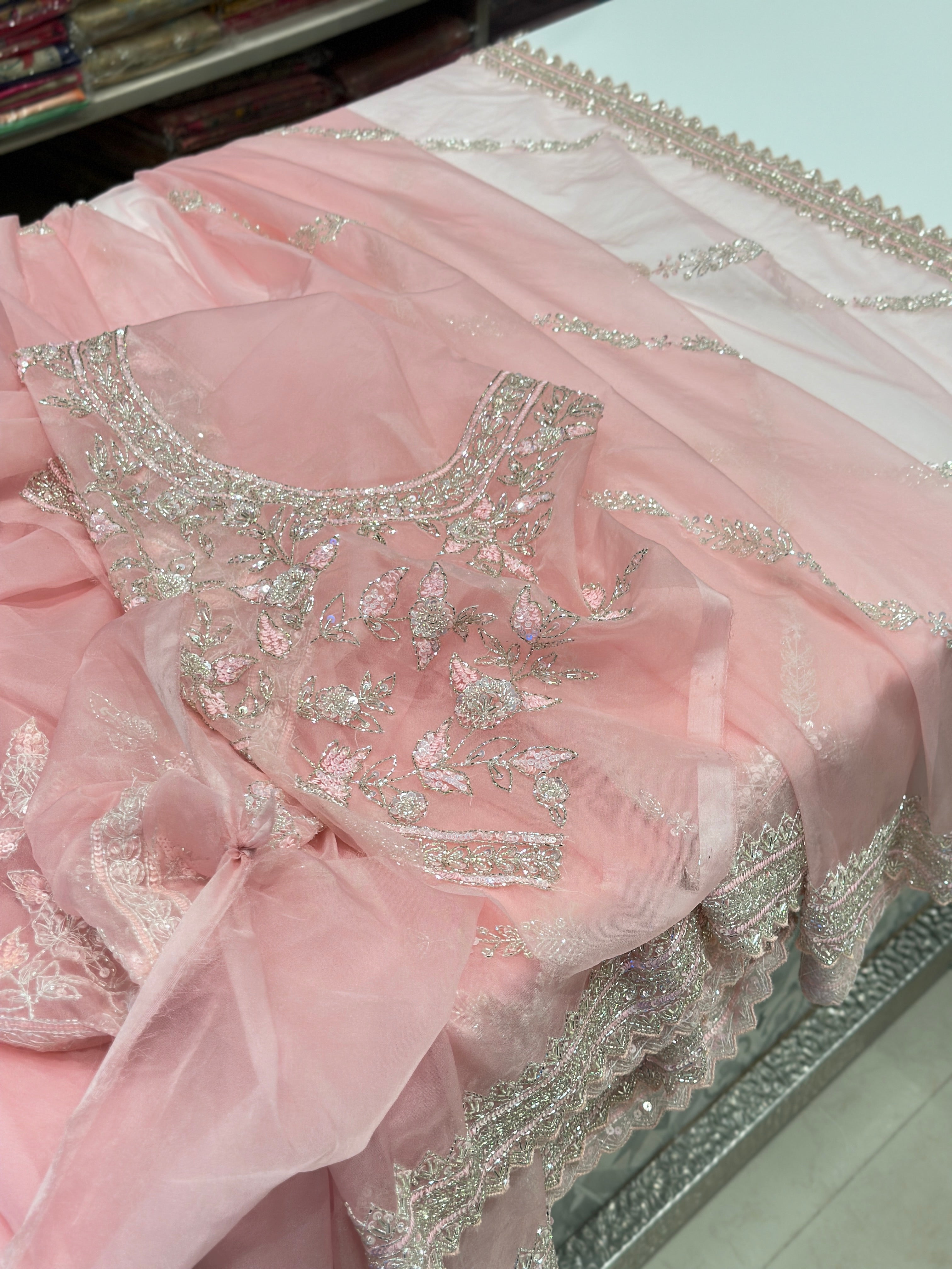 Light Pink organza With Heavy Blouse