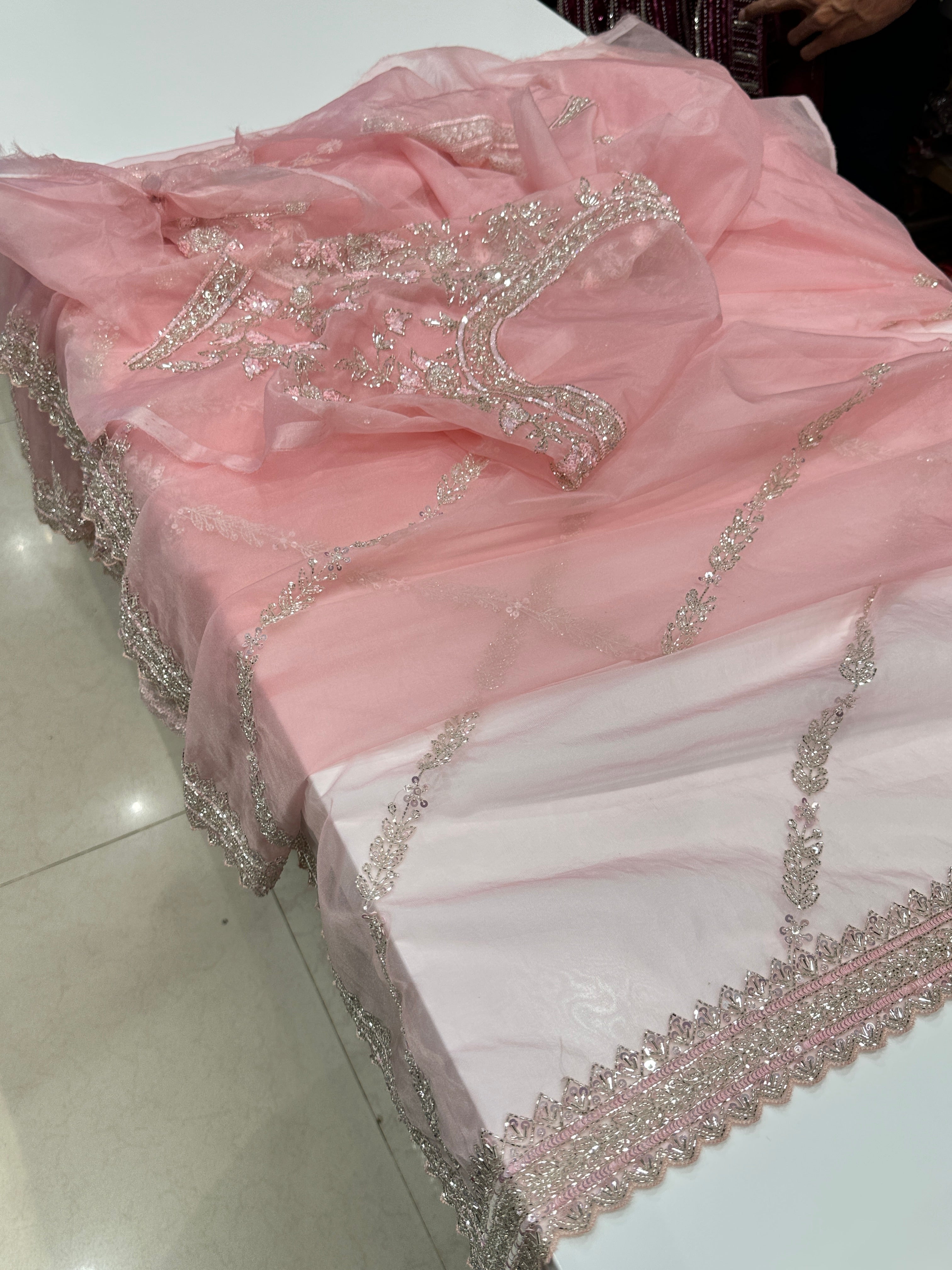 Light Pink organza With Heavy Blouse