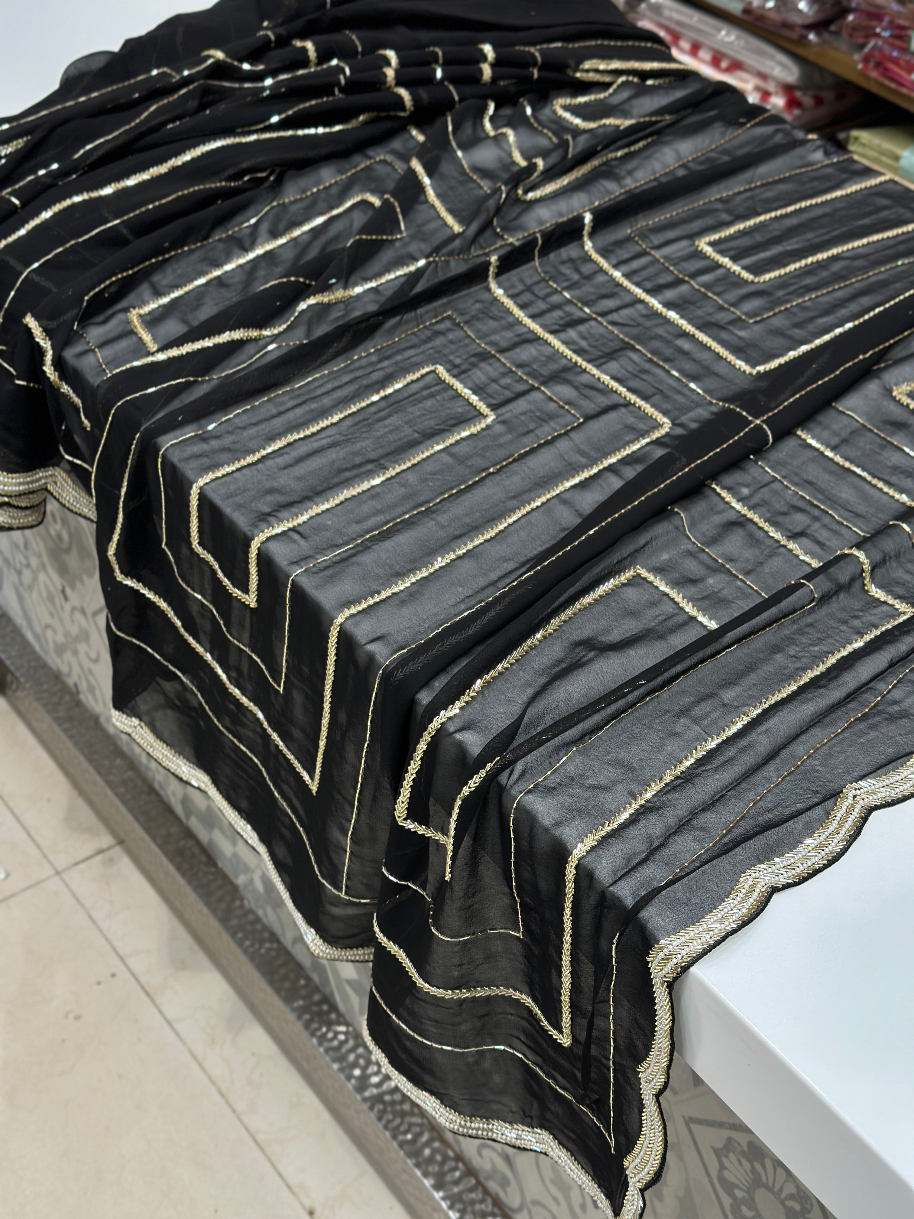 Black Georgette Embroidery Saree