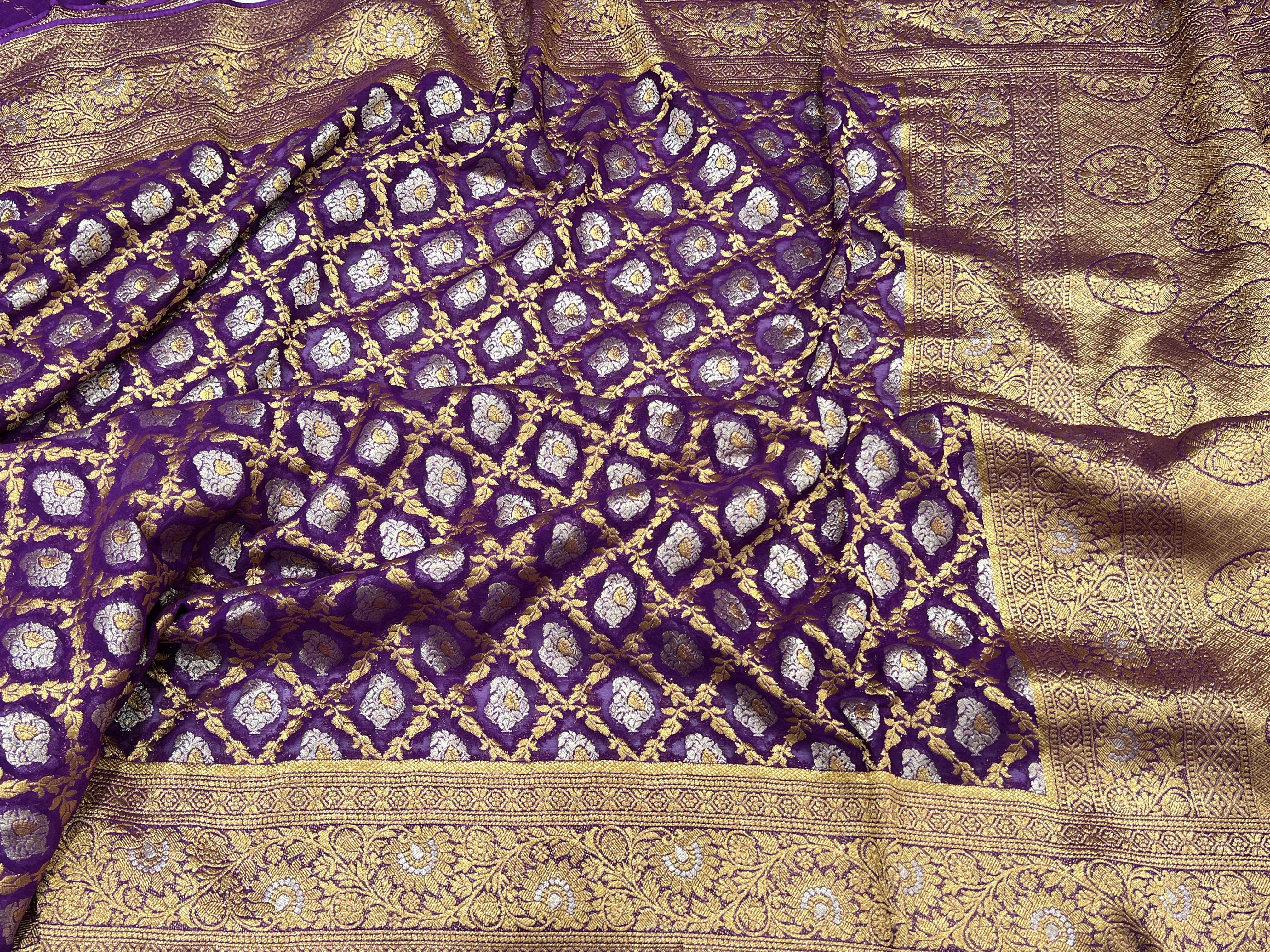 Violet Sona Roopa Banarasi Khaddi Georgette Saree
