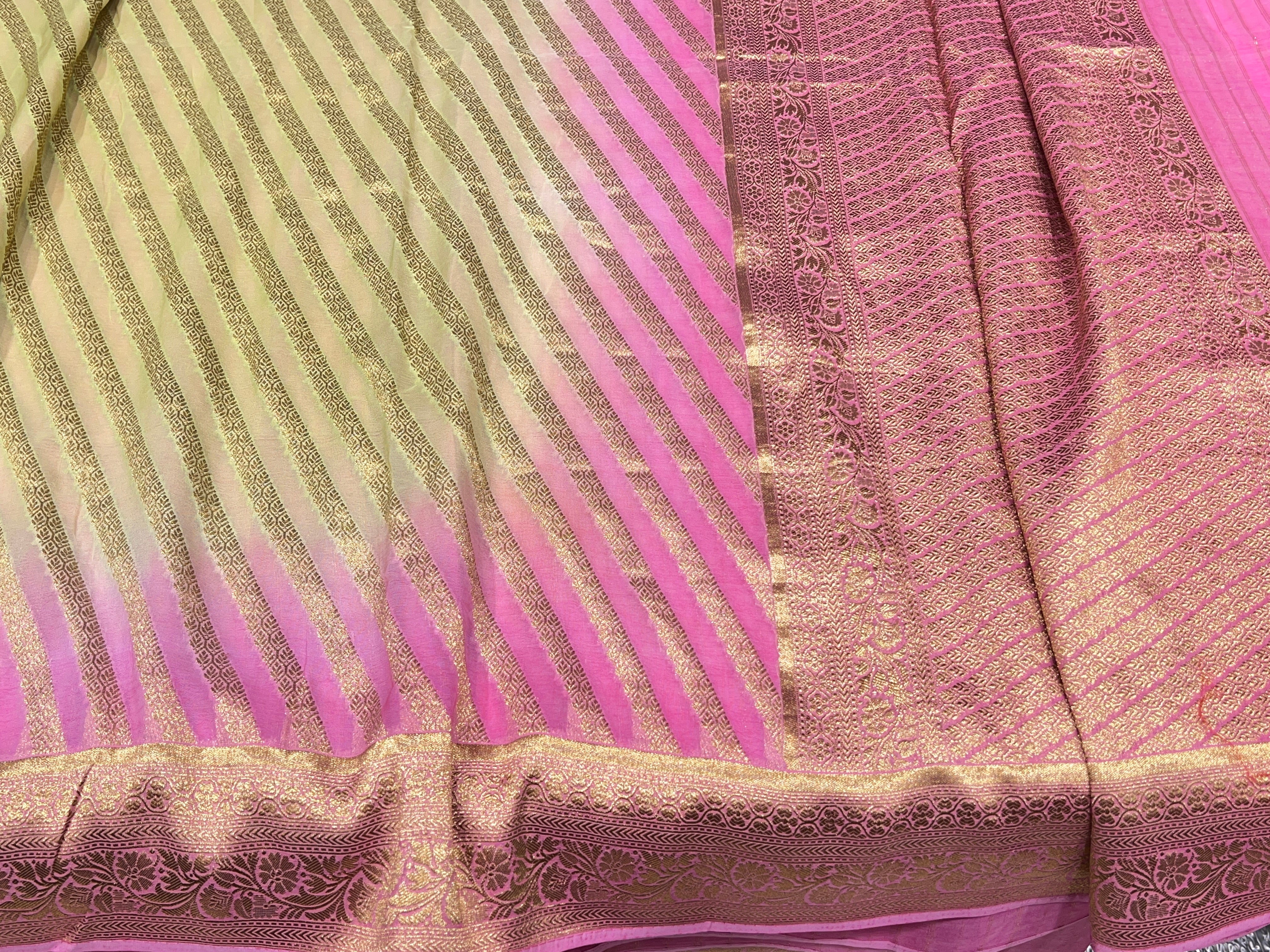 Alia Bhatt Inspired Banarasi Georgette Leheriya Saree