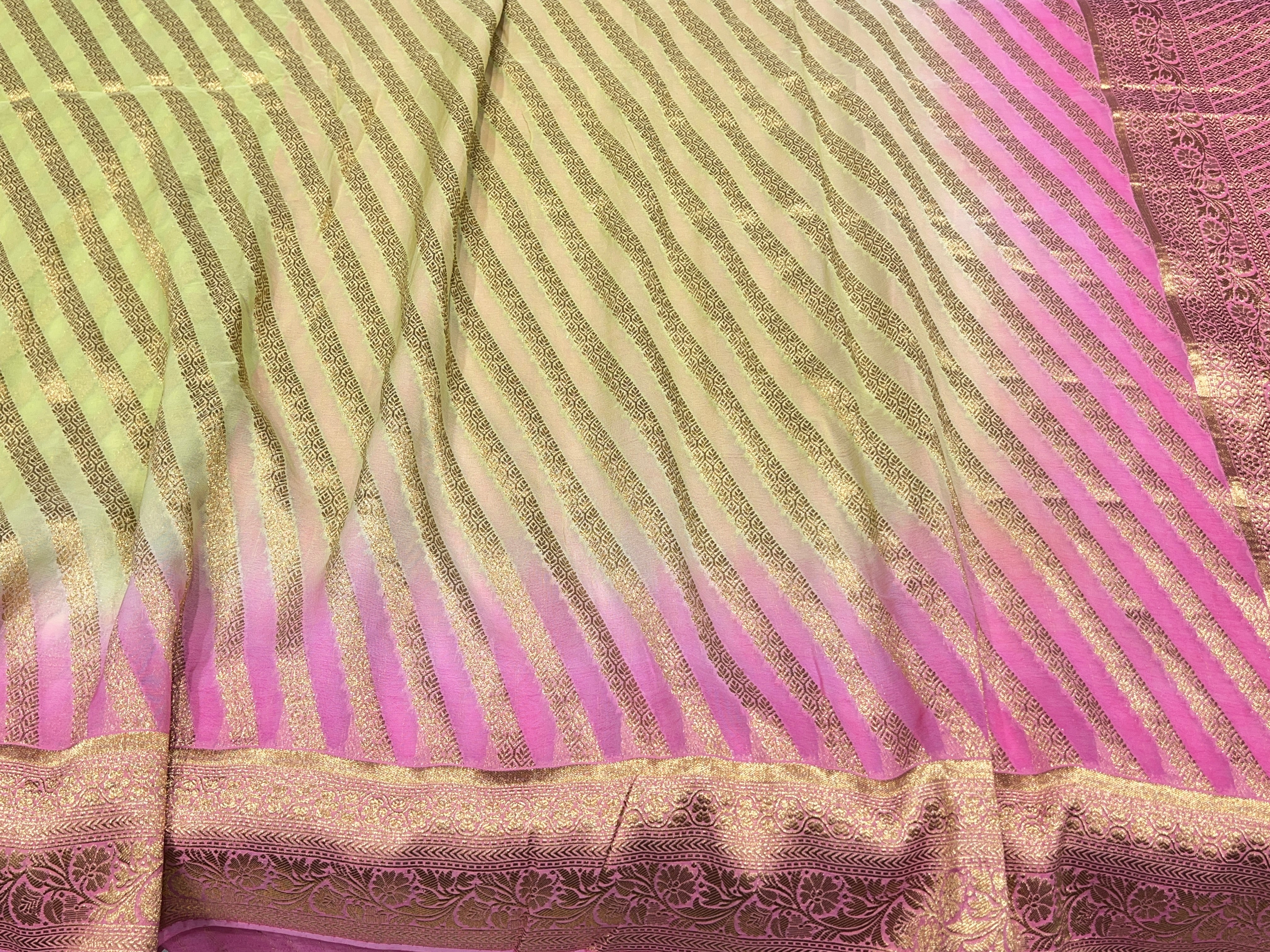 Alia Bhatt Inspired Banarasi Georgette Leheriya Saree