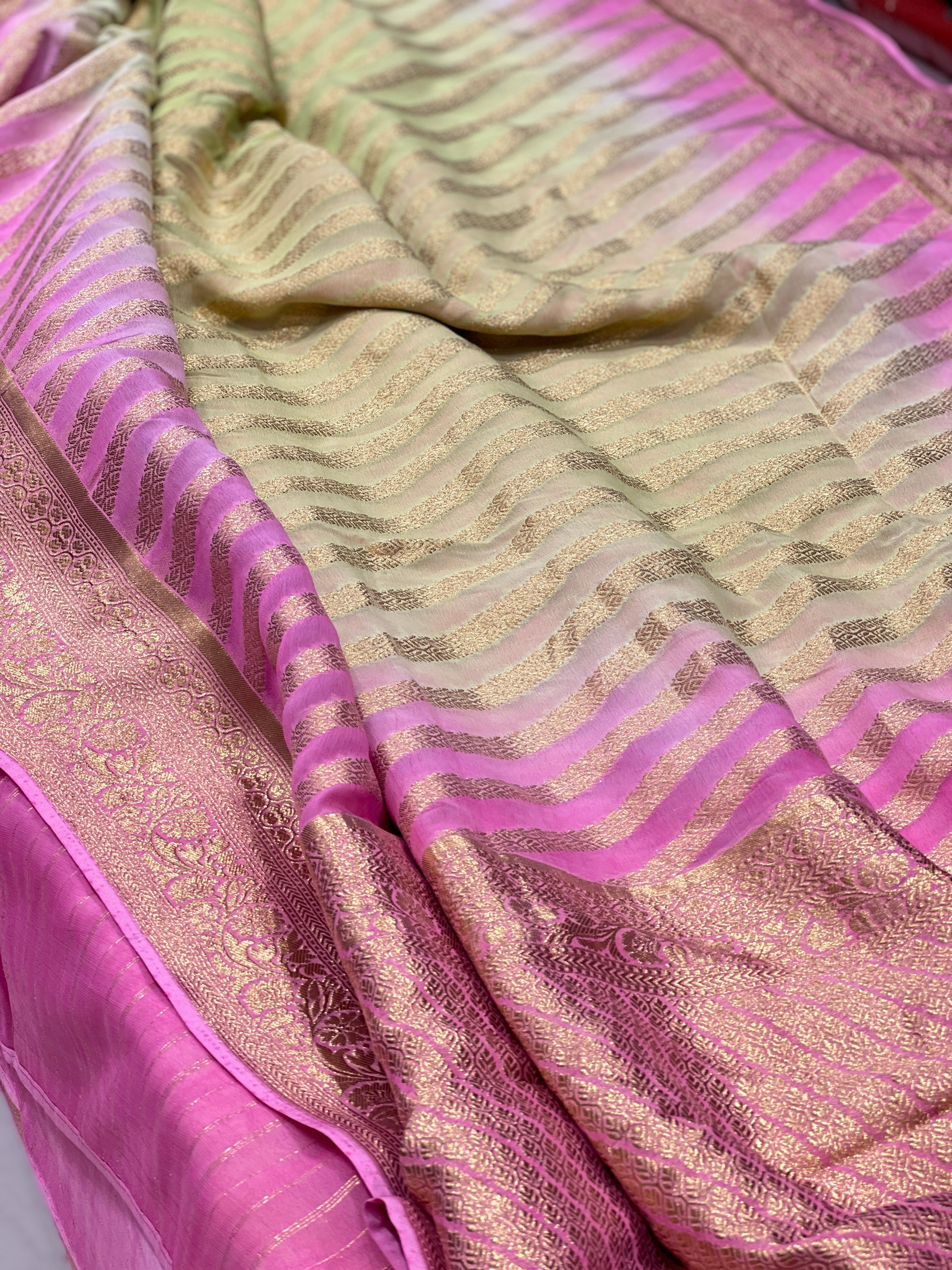 Alia Bhatt Inspired Banarasi Georgette Leheriya Saree