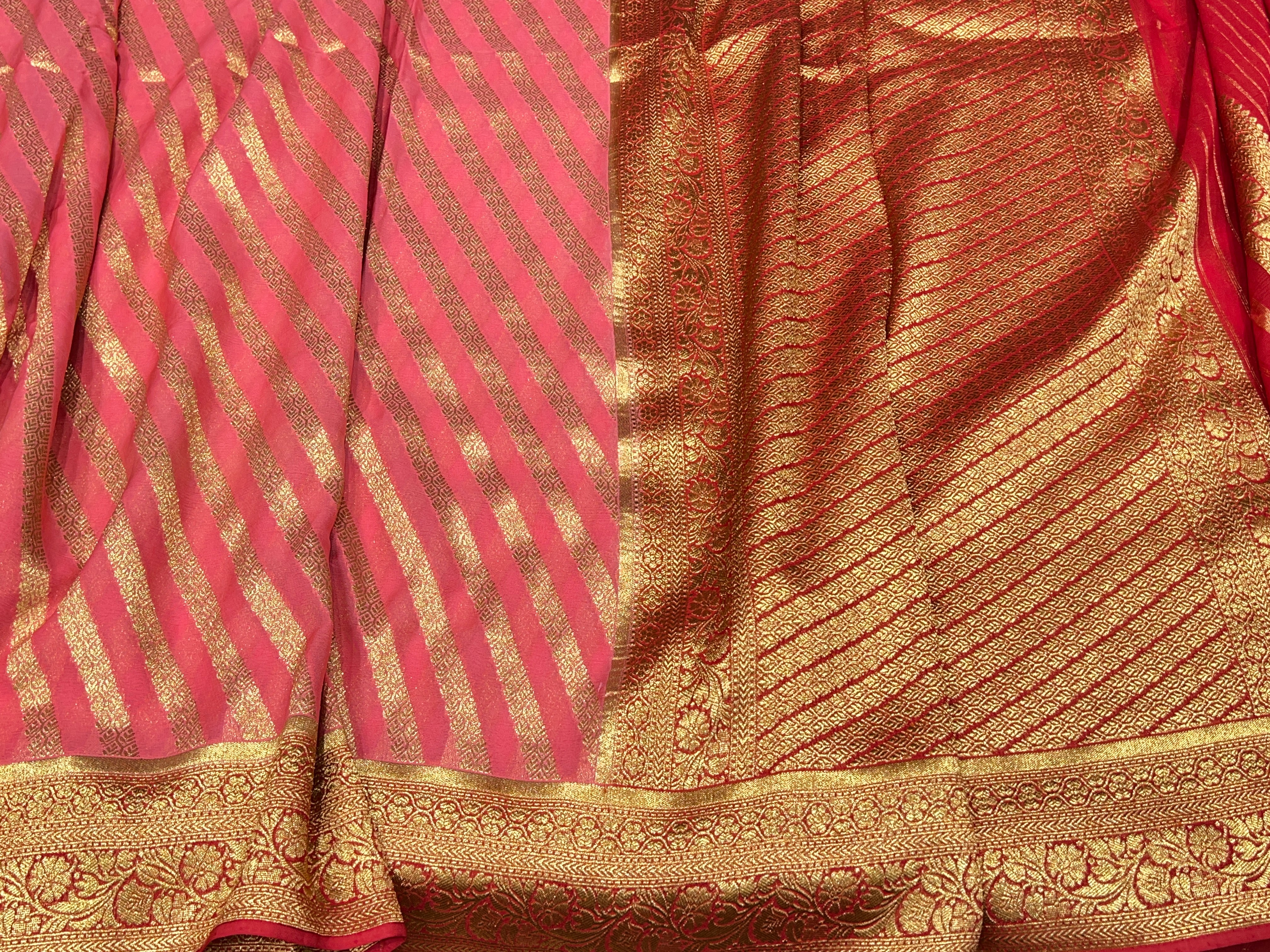 Peach Banarasi Georgette Leheriya