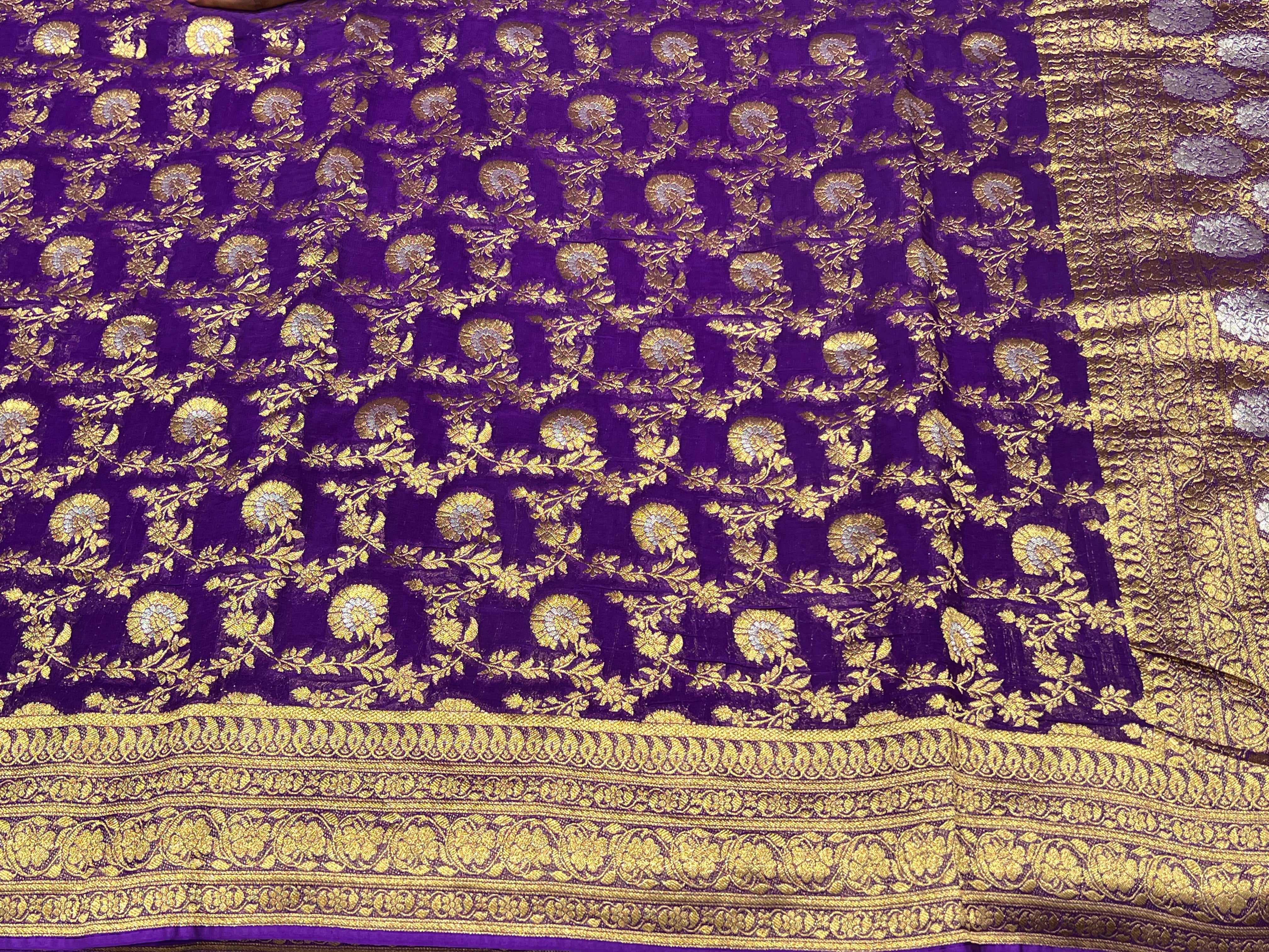 Violet Banarasi Sona Roopa Khaddi Georgette Jaal Saree