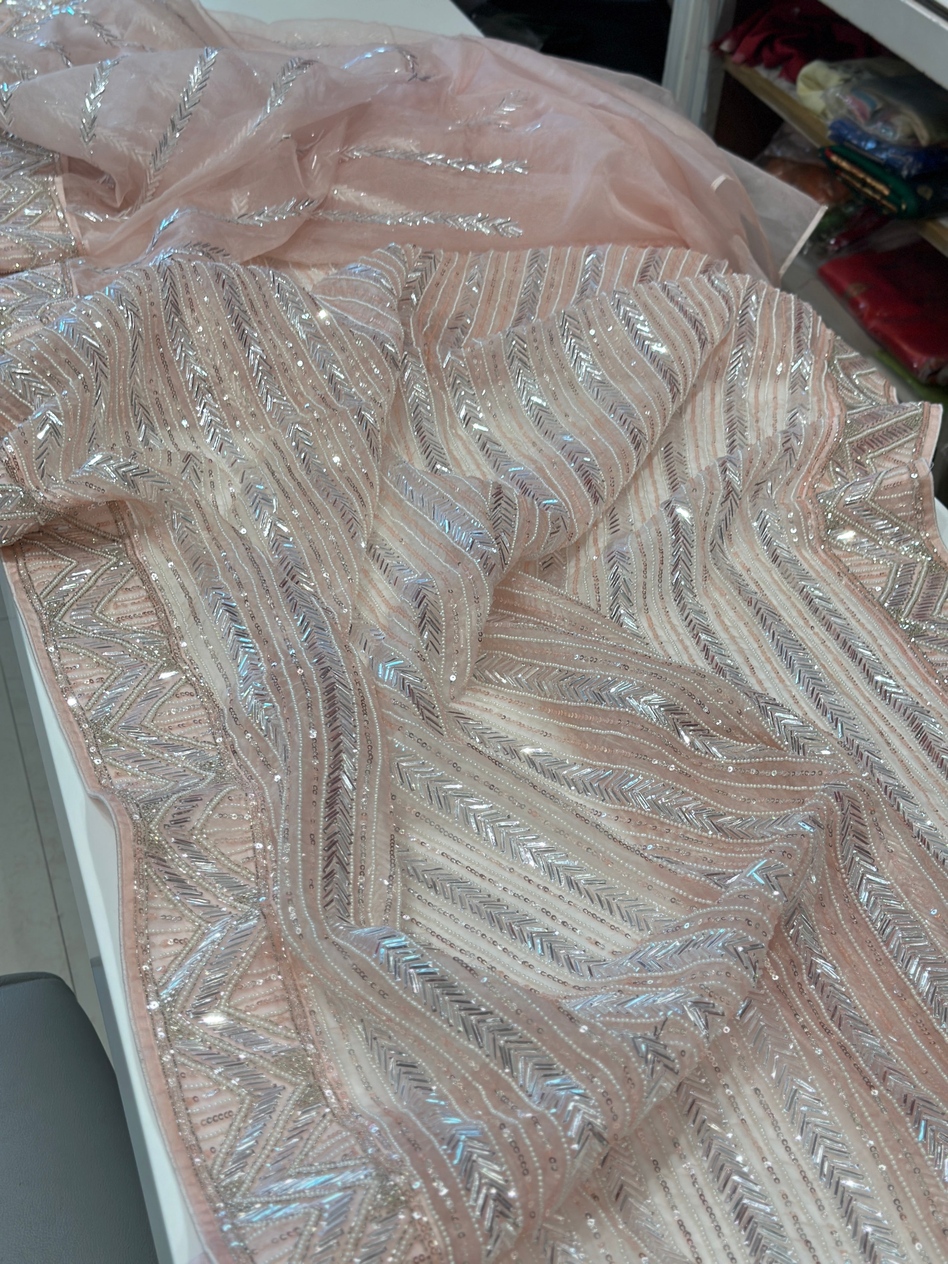 Pink Organza Sequin Suhana Khan Inspired Saree