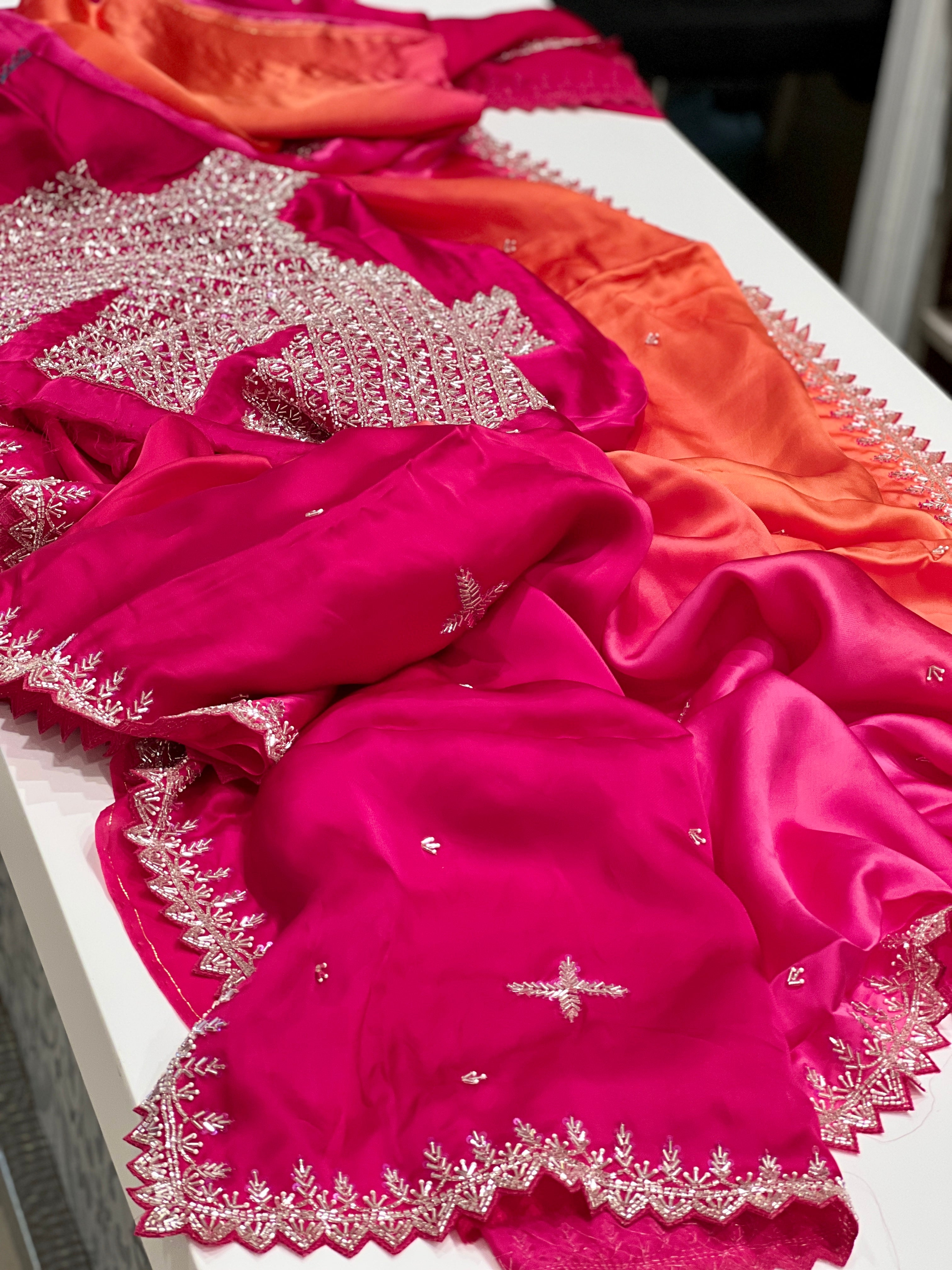 Shaded Satin Organza Heavy Blouse Saree