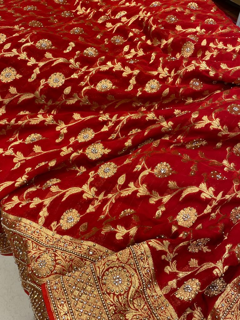 Banarasi Khaddi Georgette Hand Done Buttis
