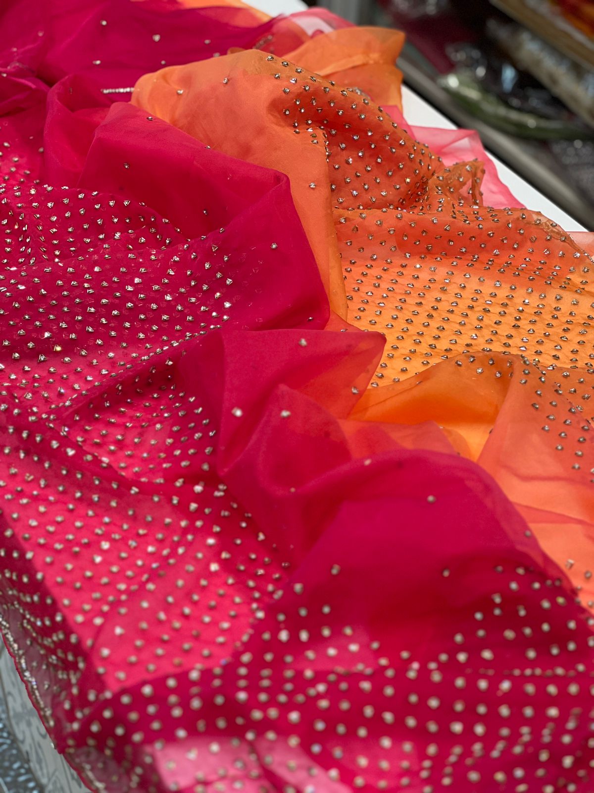 Shaded Organza Cut Dana Saree