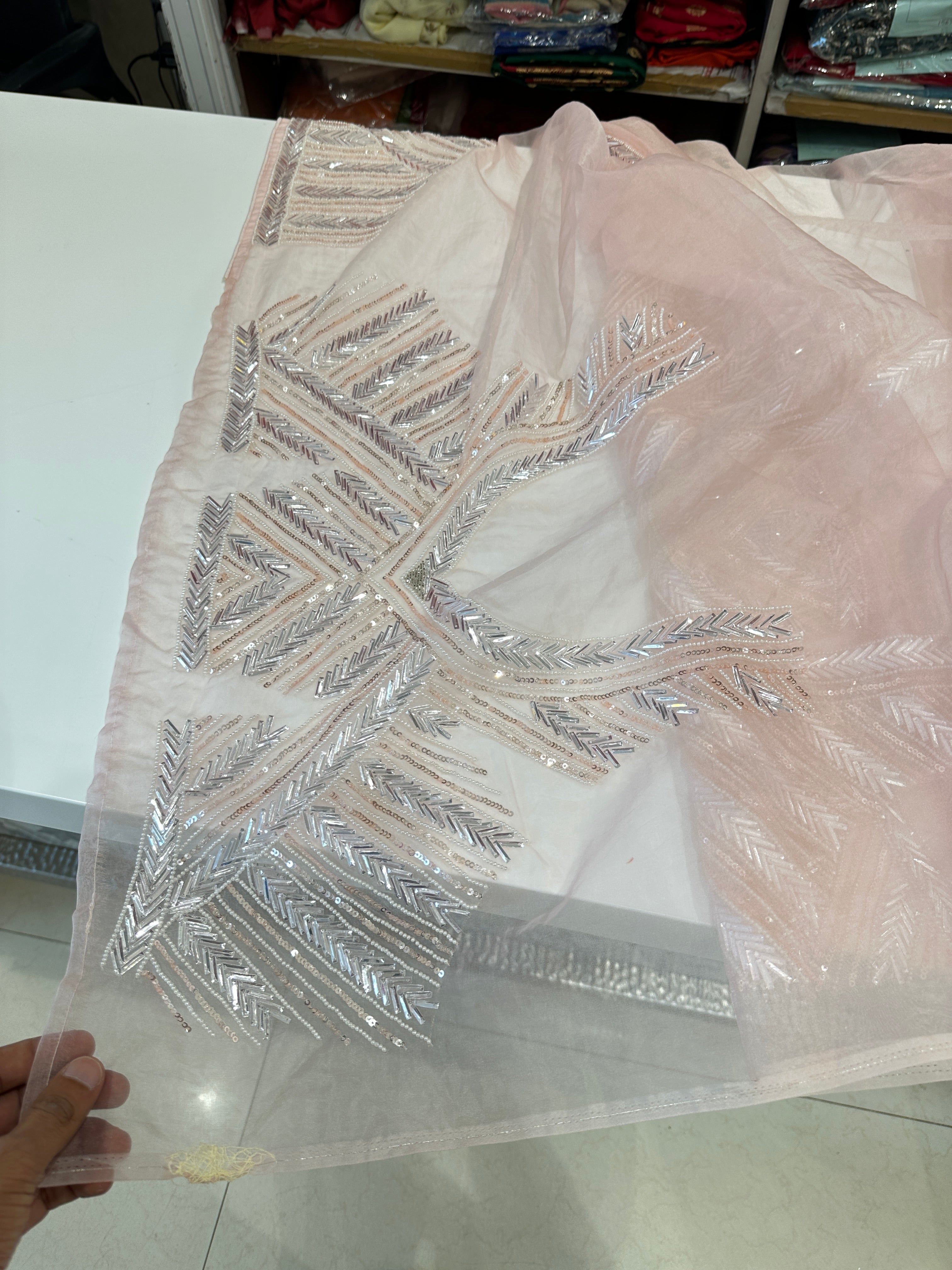 Pink Organza Sequin Suhana Khan Inspired Saree