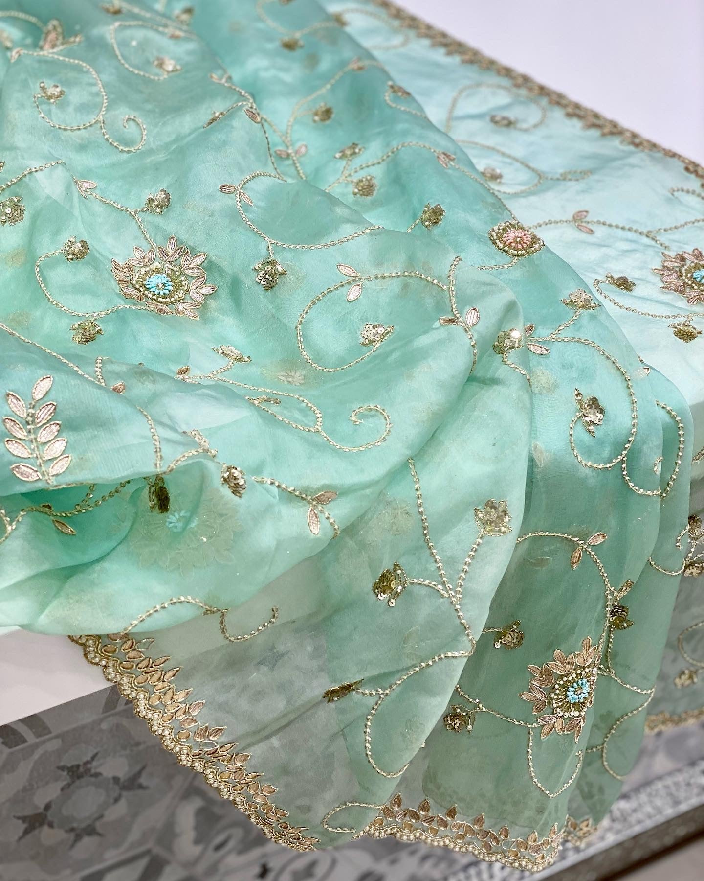 Organza Hand Embroidery Dupatta