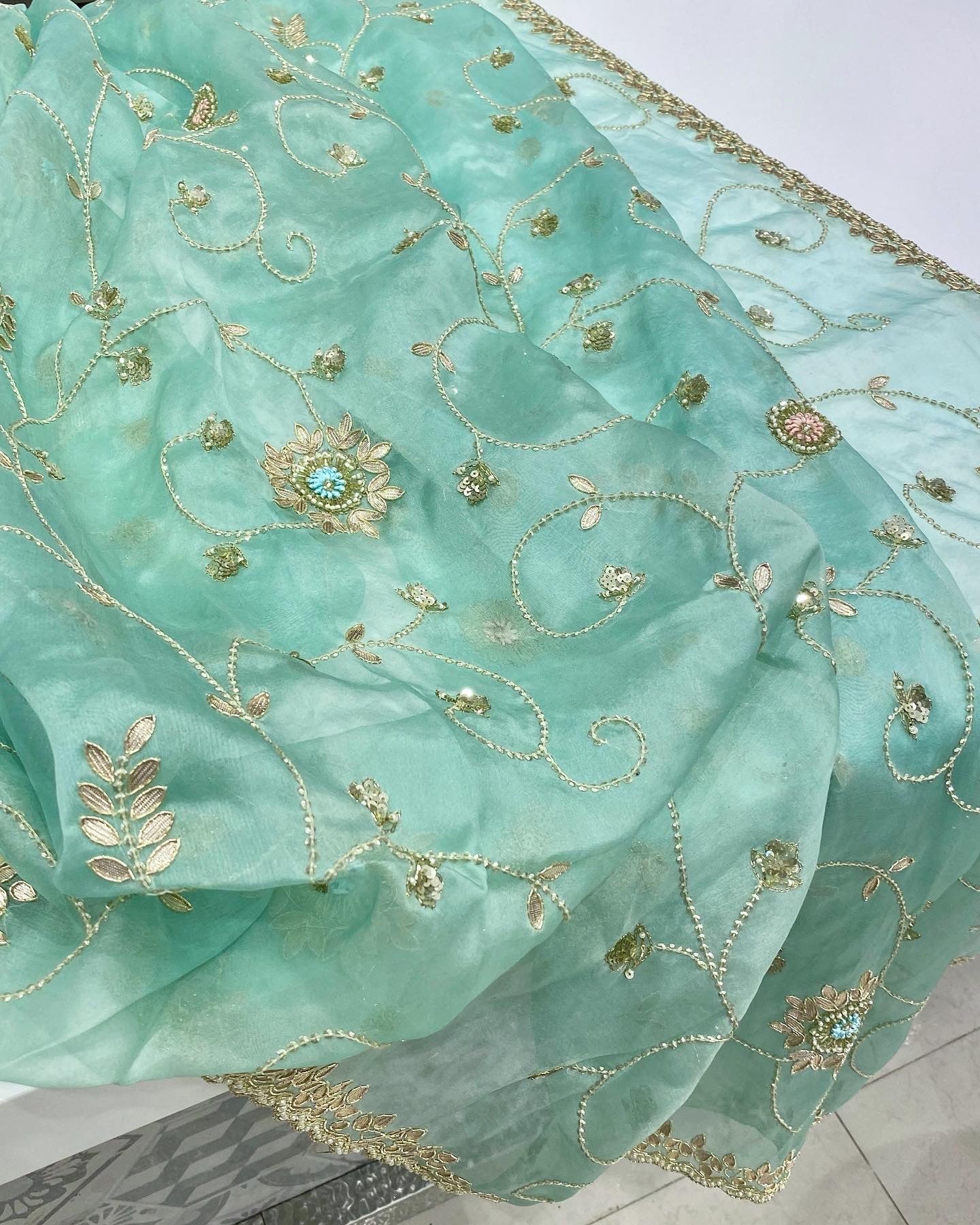 Organza Hand Embroidery Dupatta