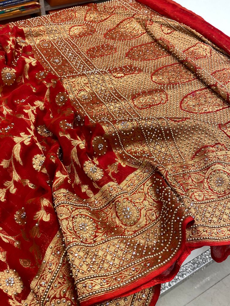 Banarasi Khaddi Georgette Hand Done Buttis