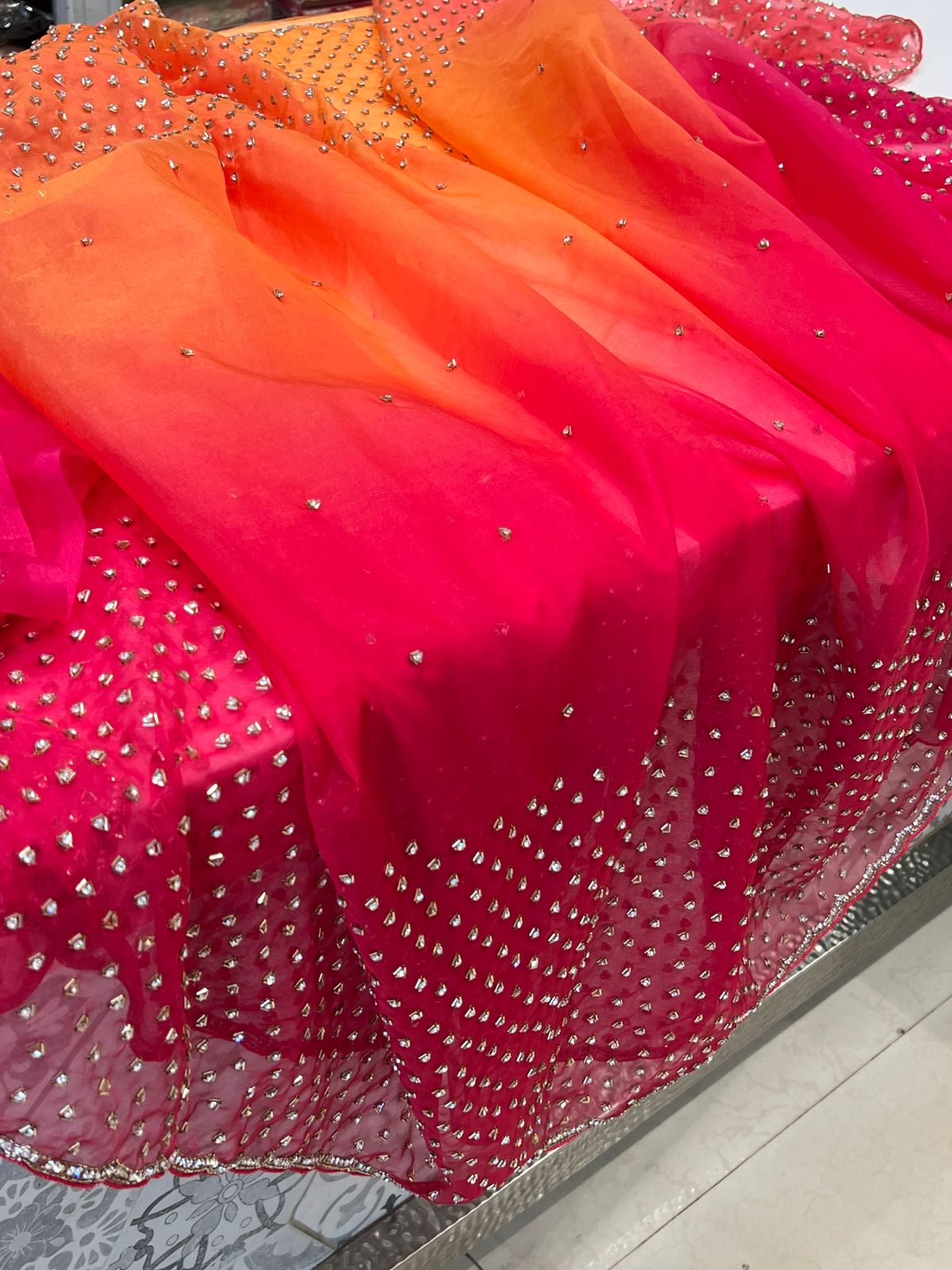 Shaded Organza Cut Dana Saree