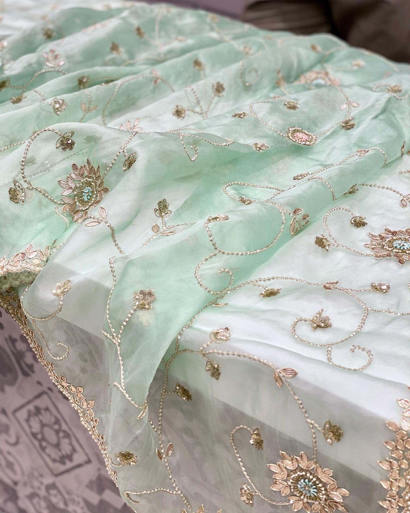 Organza Hand Embroidery Dupatta