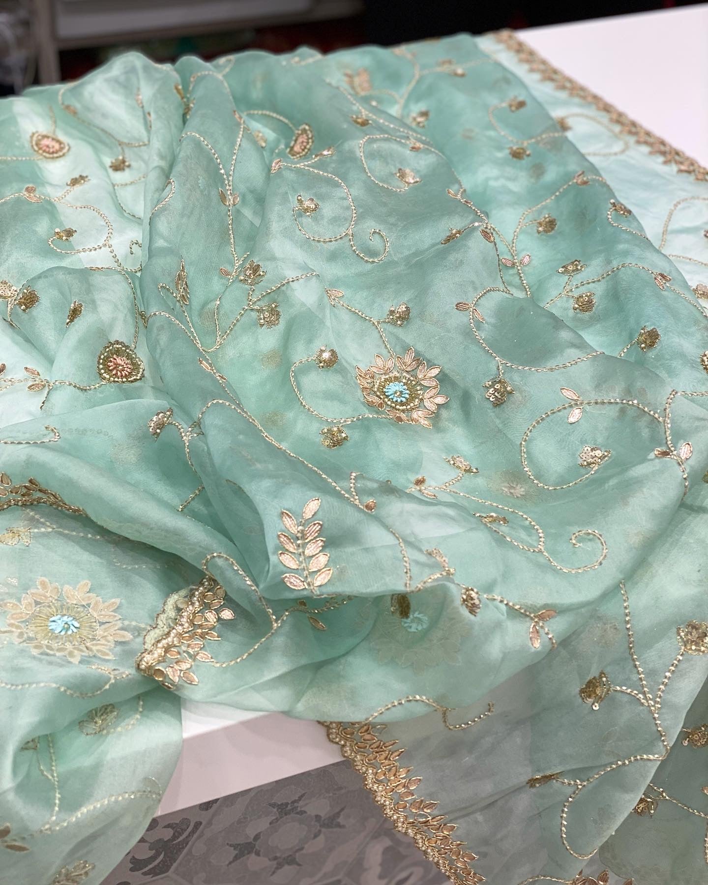 Organza Hand Embroidery Dupatta