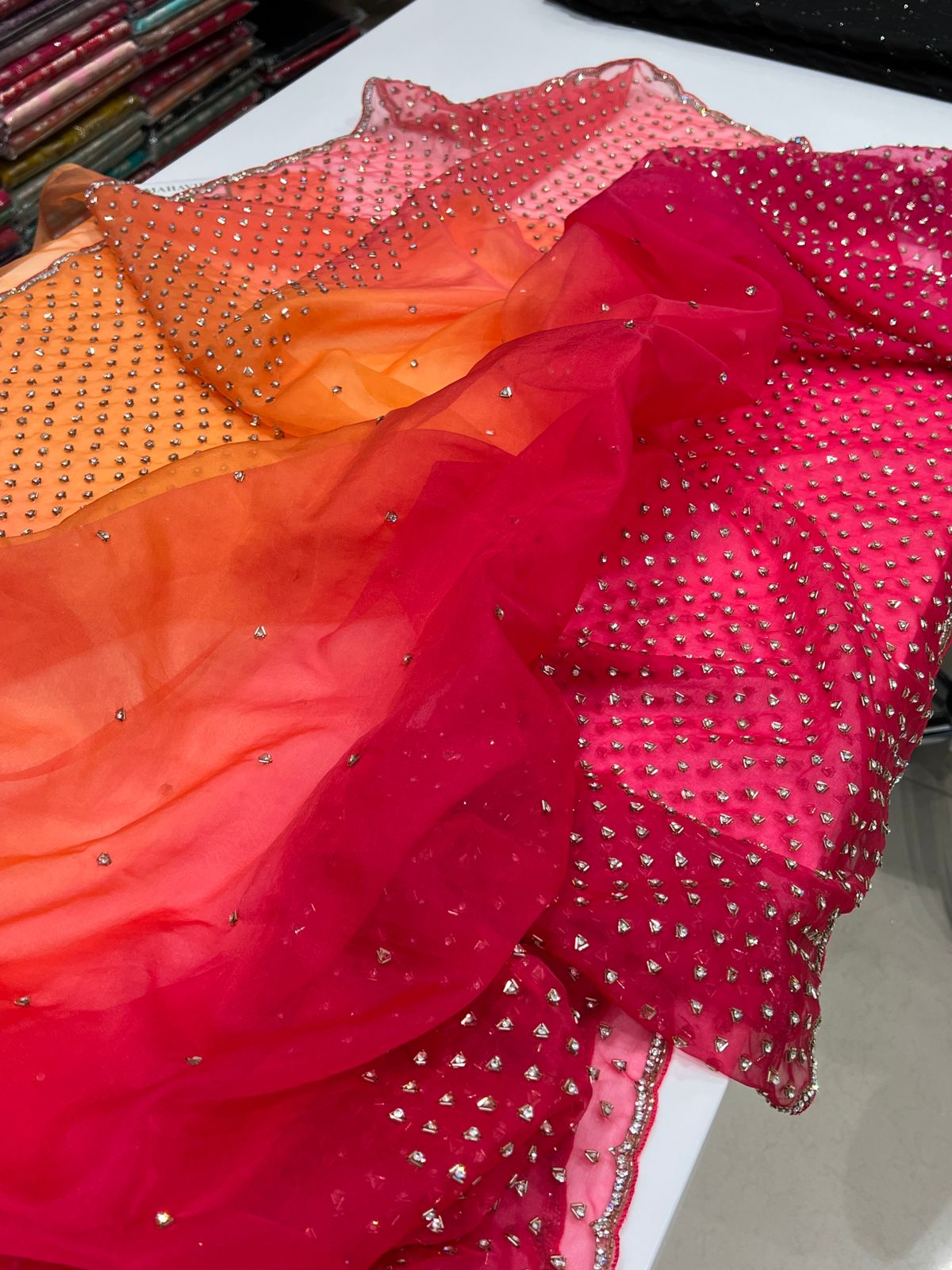 Shaded Organza Cut Dana Saree