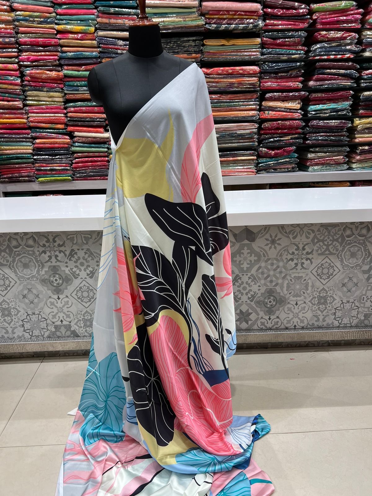 Japanese Printed Satin Saree