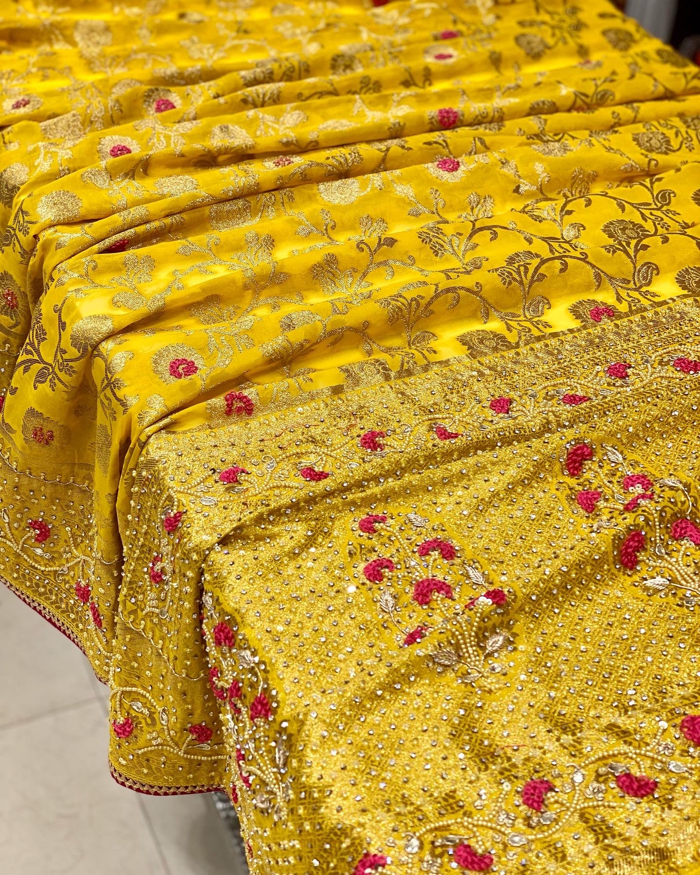 Yellow Edit Resham Embroidery Saree