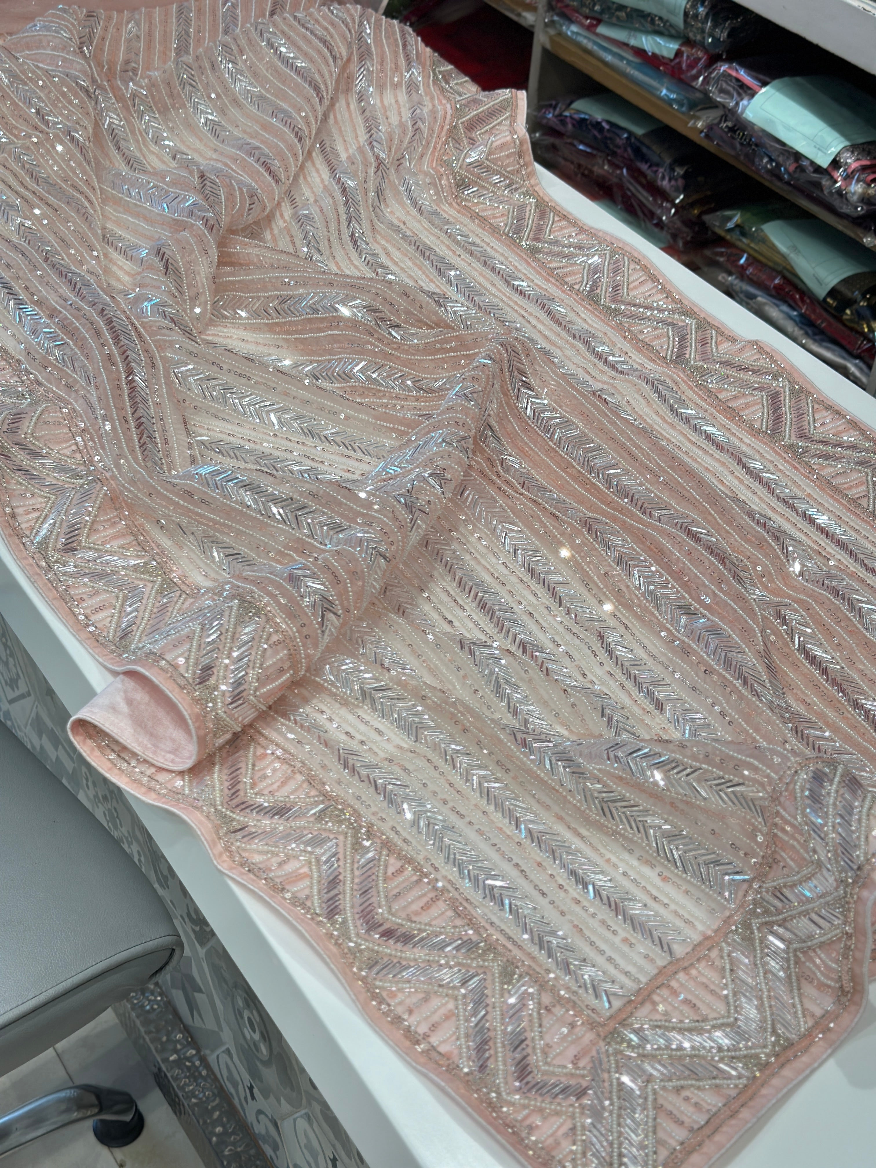 Pink Organza Sequin Suhana Khan Inspired Saree