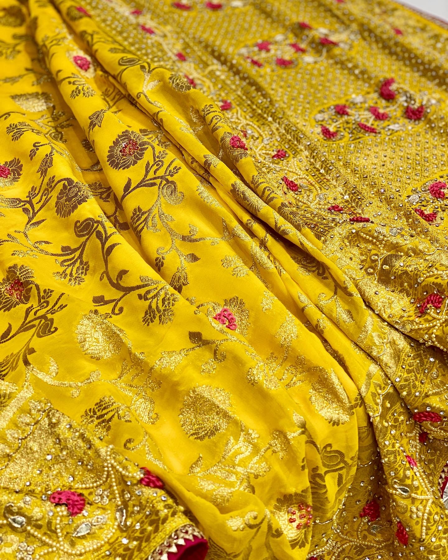 Yellow Edit Resham Embroidery Saree