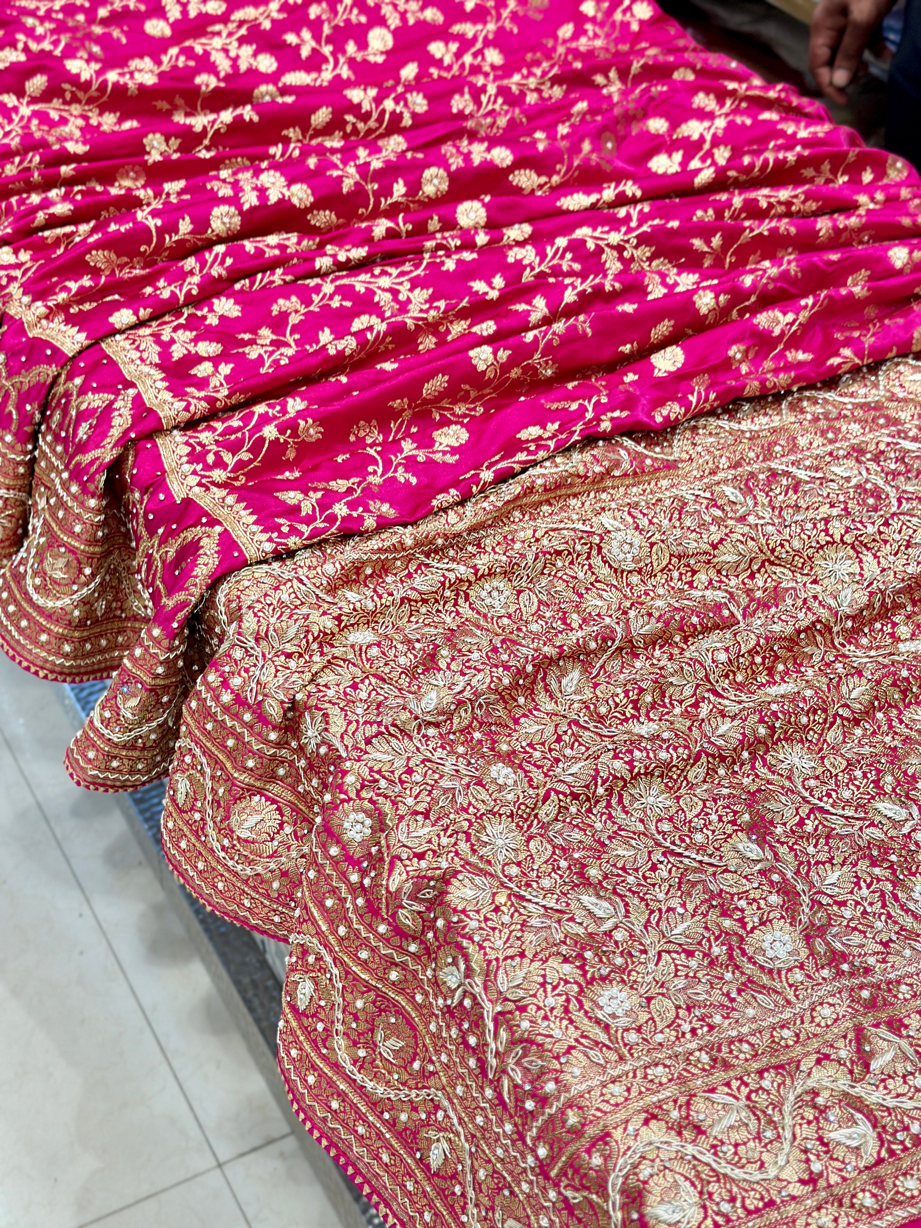 Rani Banarasi Hand Zardosi Chain Embroidery