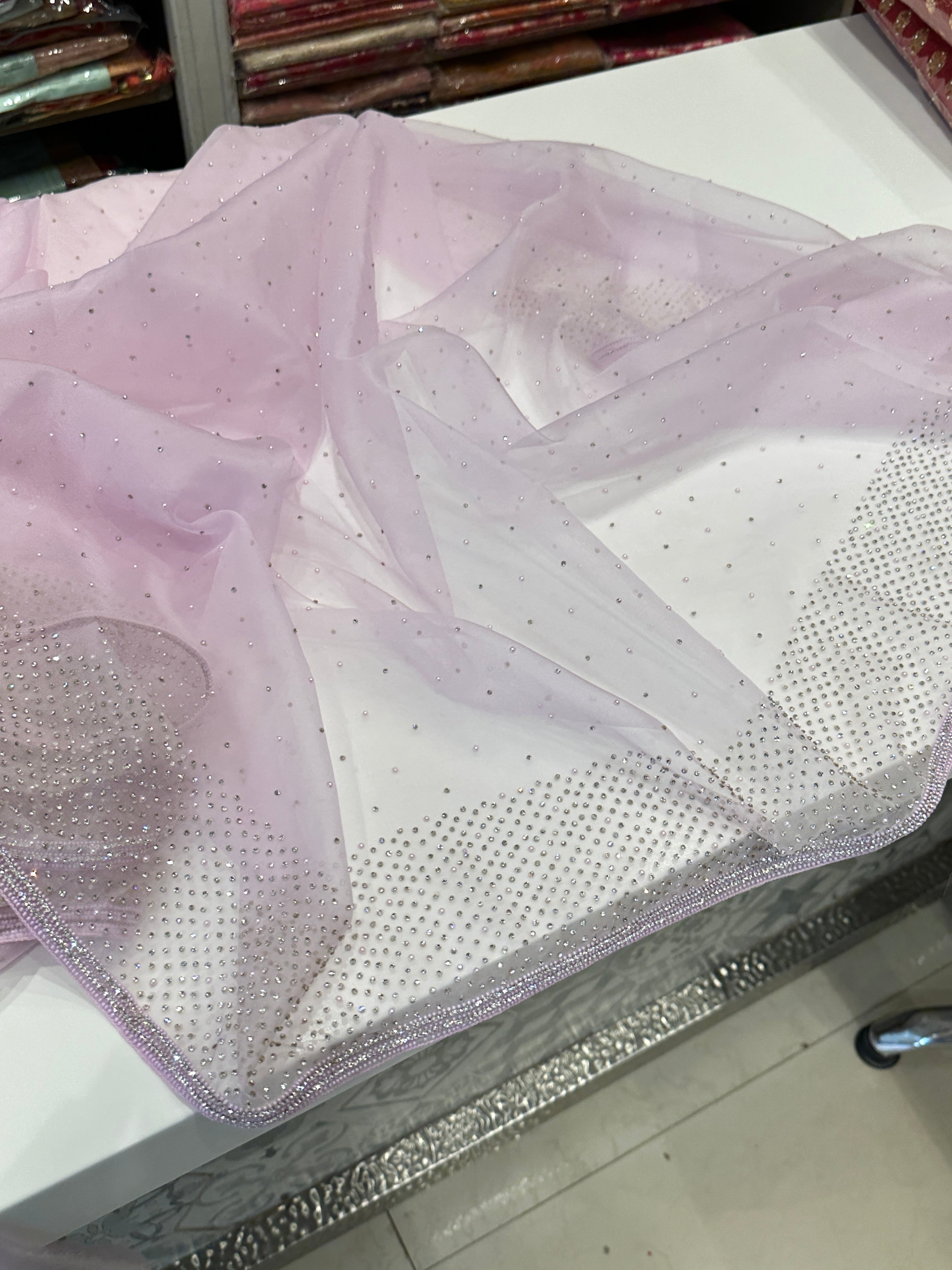 Lilac Stone Embroidery Saree