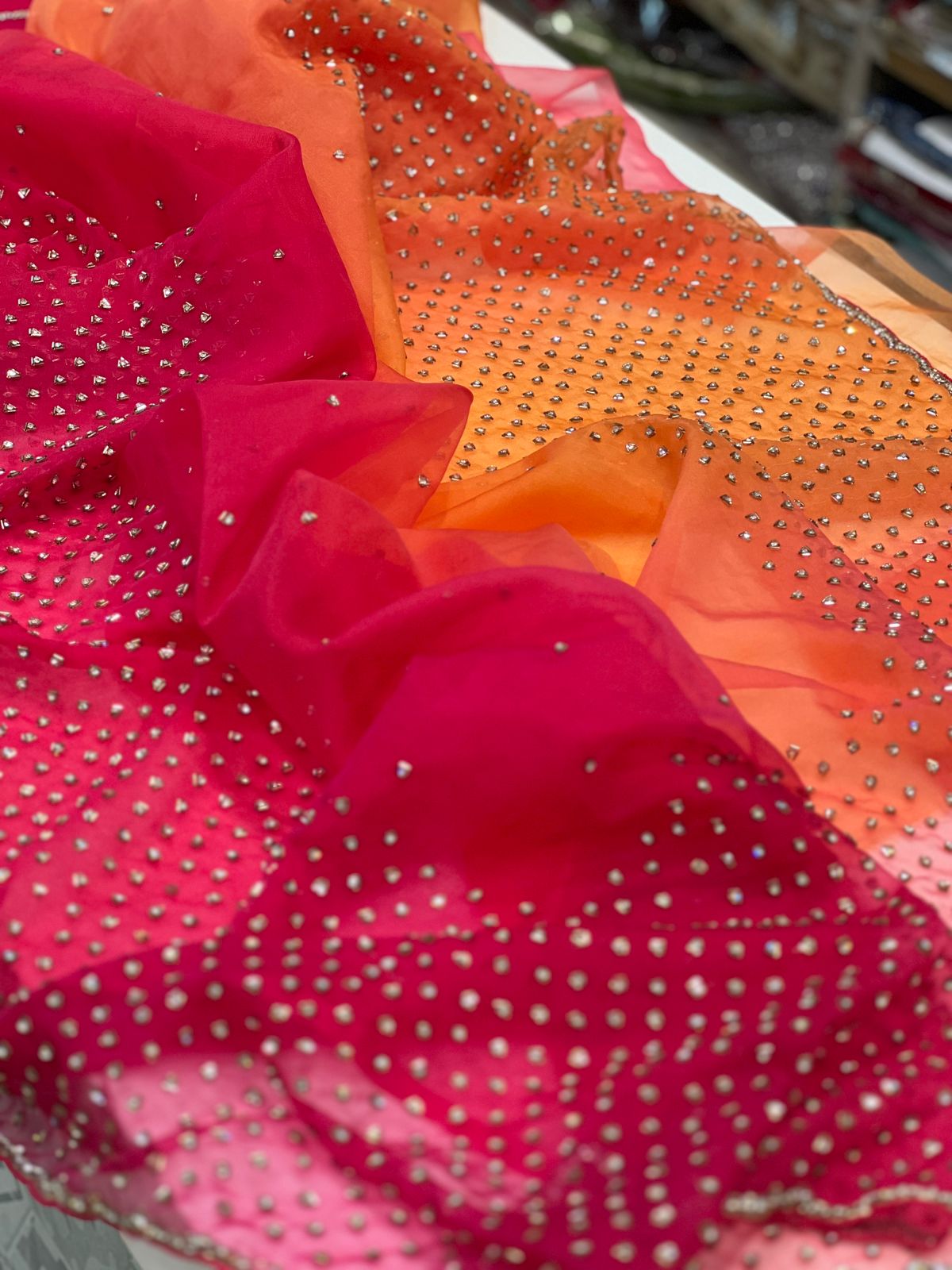 Shaded Organza Cut Dana Saree