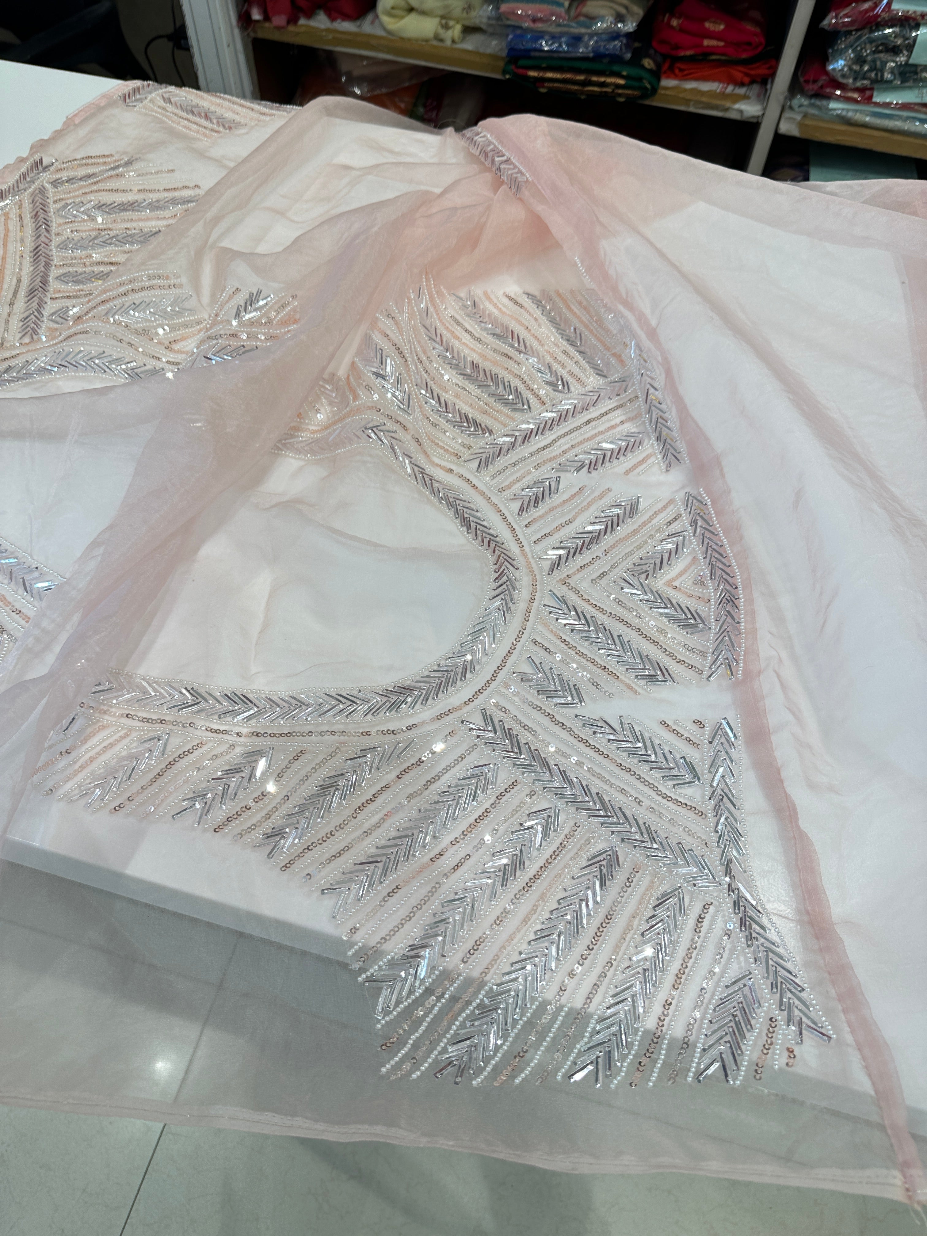 Pink Organza Sequin Suhana Khan Inspired Saree