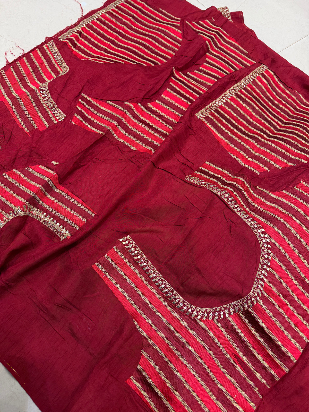 Red Corner Motif Sabyasachi Inspired Marodi Embroidery Zardosi Saree