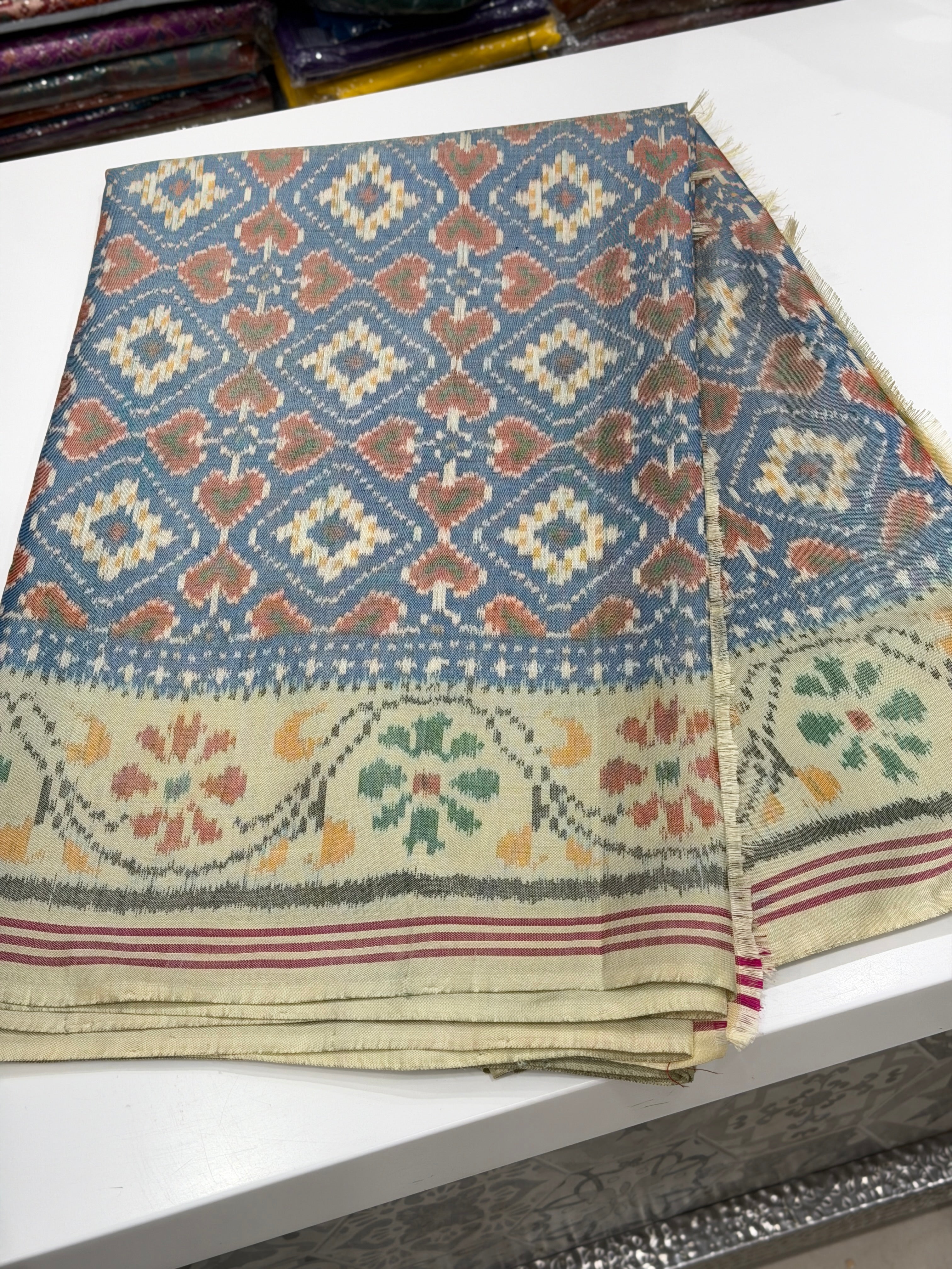 Pastel Blue Paan Chanda Patan Patola Handloom Saree